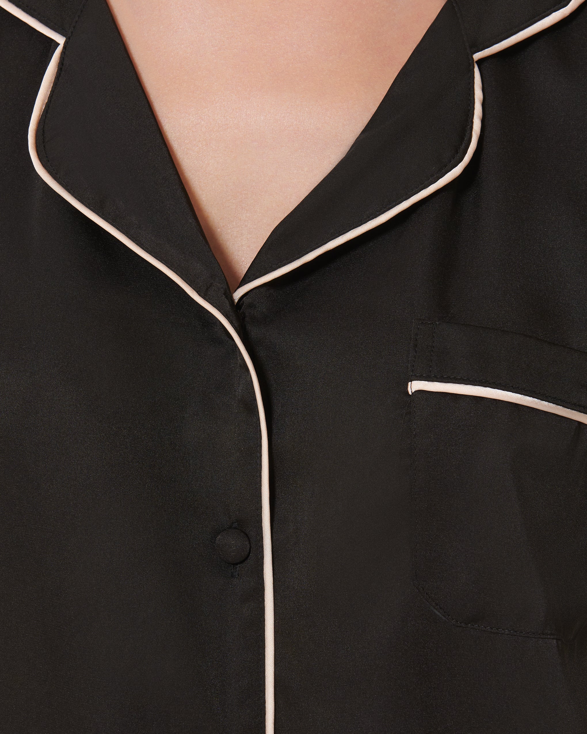 Abigail Shirt and Short Set Black/Pale Pink - Image 4