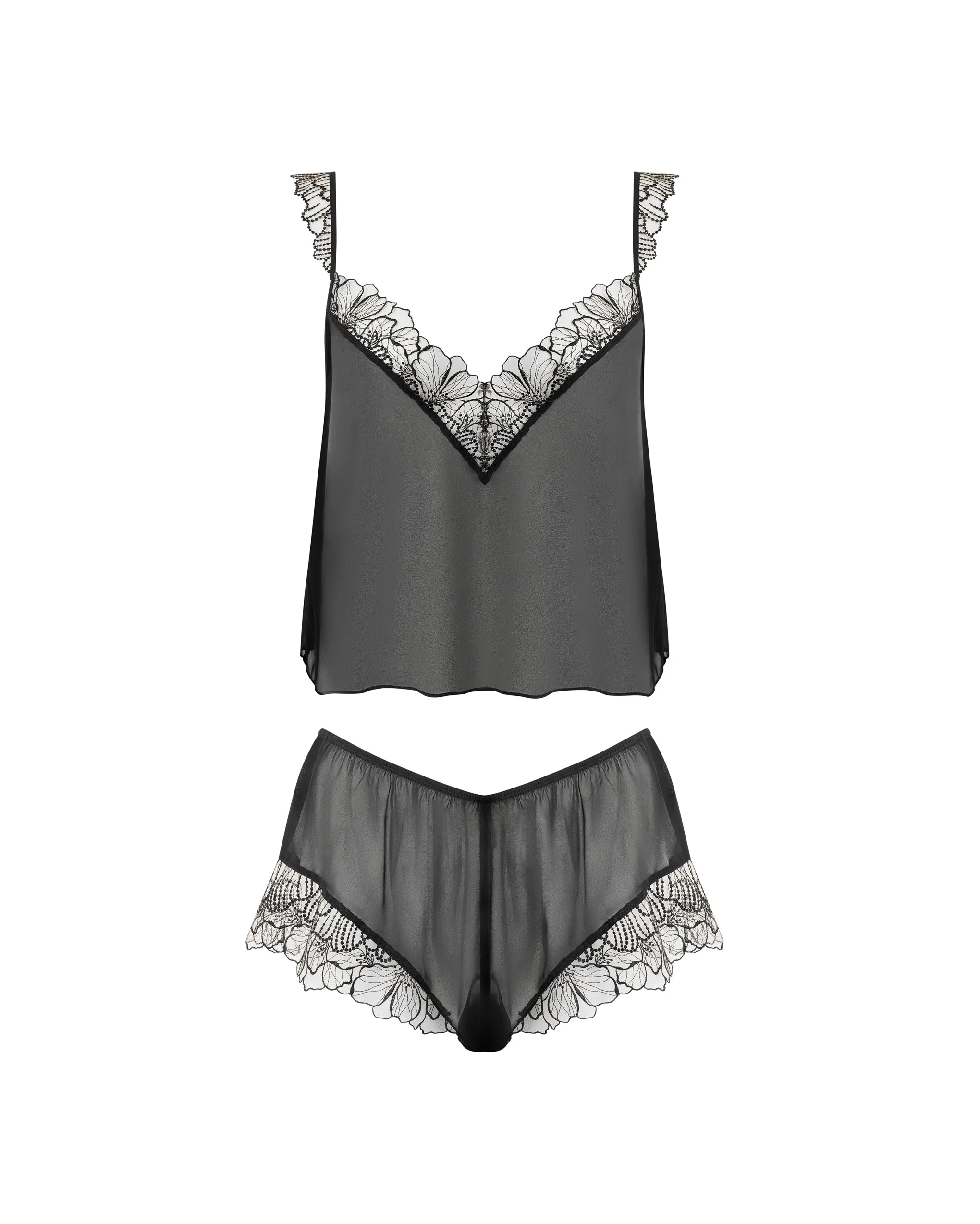Amarosa Sheer Cami and Short Set Black - Image 5