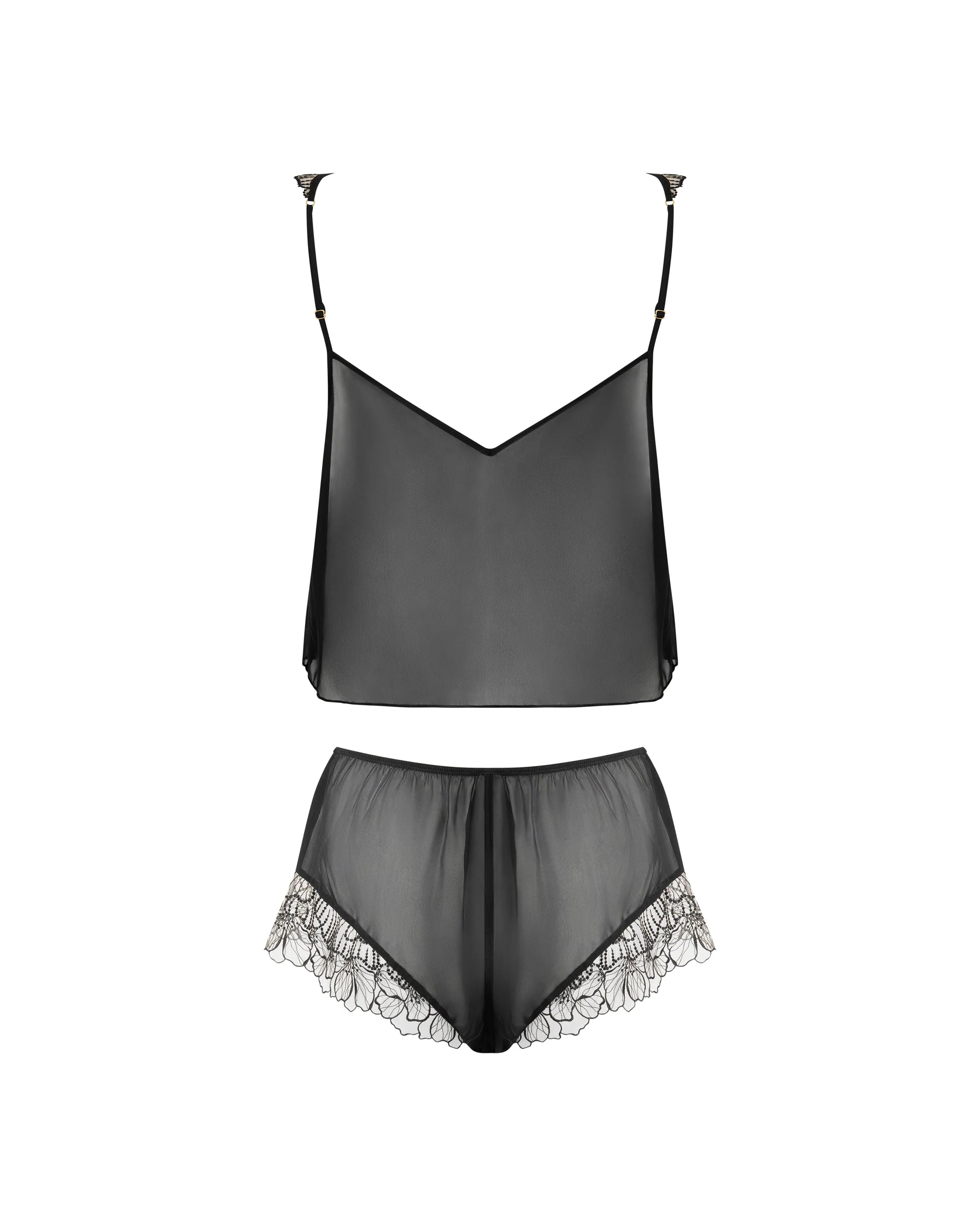Amarosa Sheer Cami and Short Set Black - Image 6