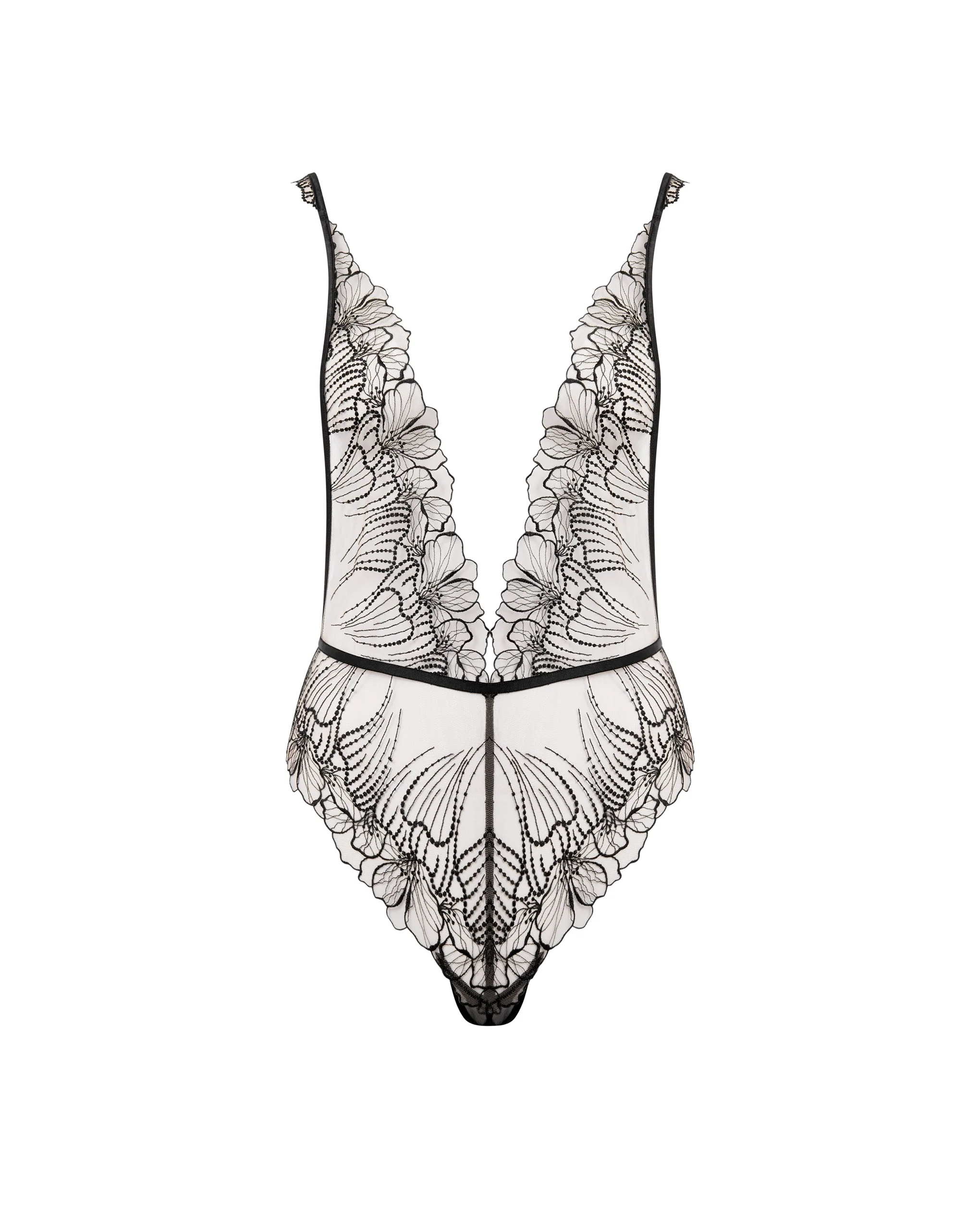 Amarosa Floral Embroidered Bodysuit Black - Image 5