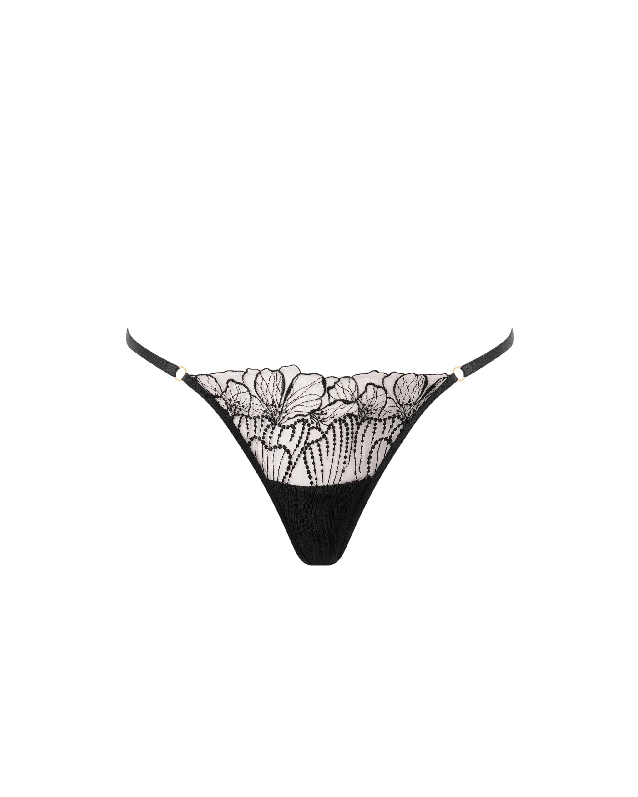 Amarosa Floral Embroidered Thong Black - Image 5