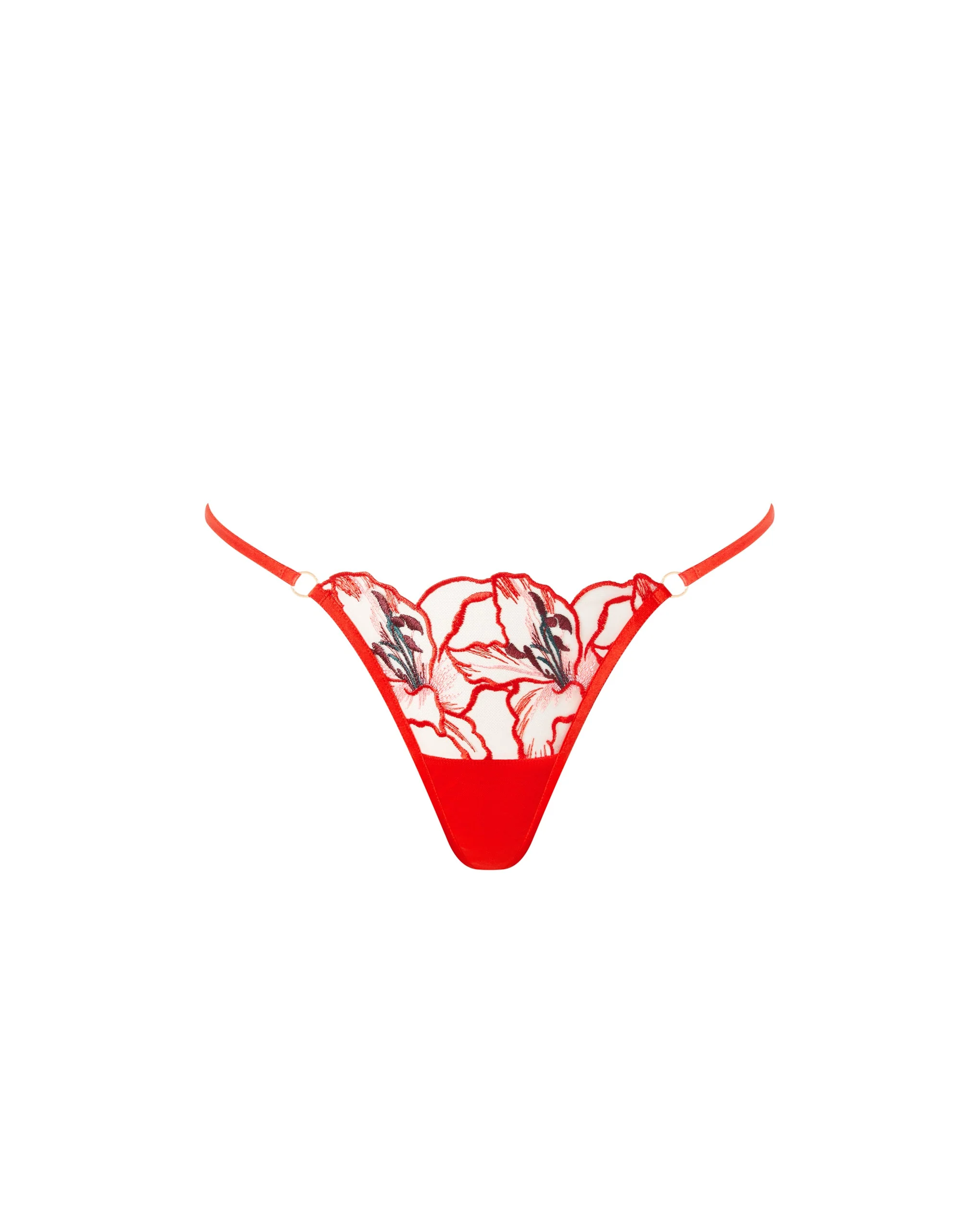 Asha Sheer Floral Thong Red - Image 5