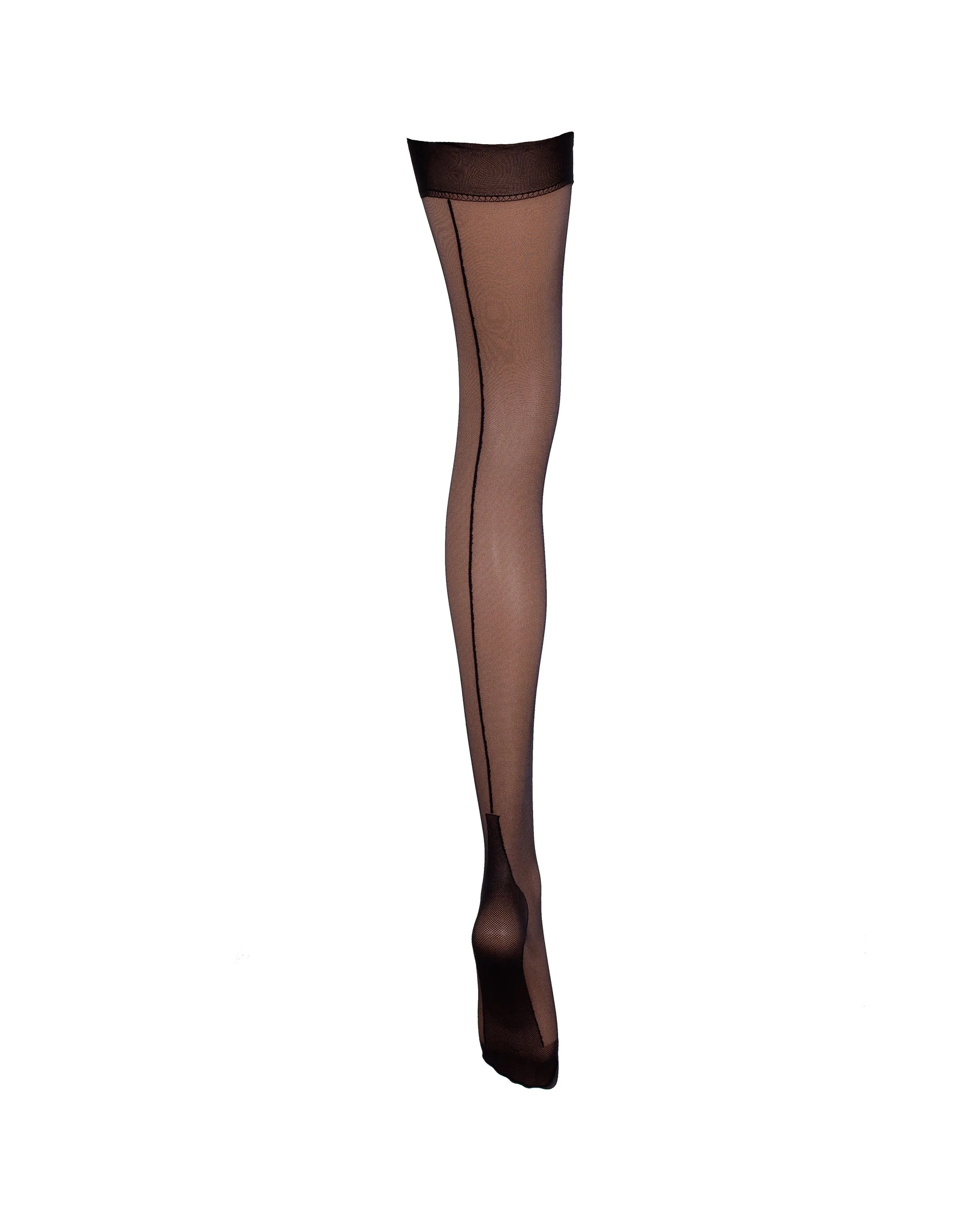Back Seam Leg/Plain Top Stockings Black - Image 5