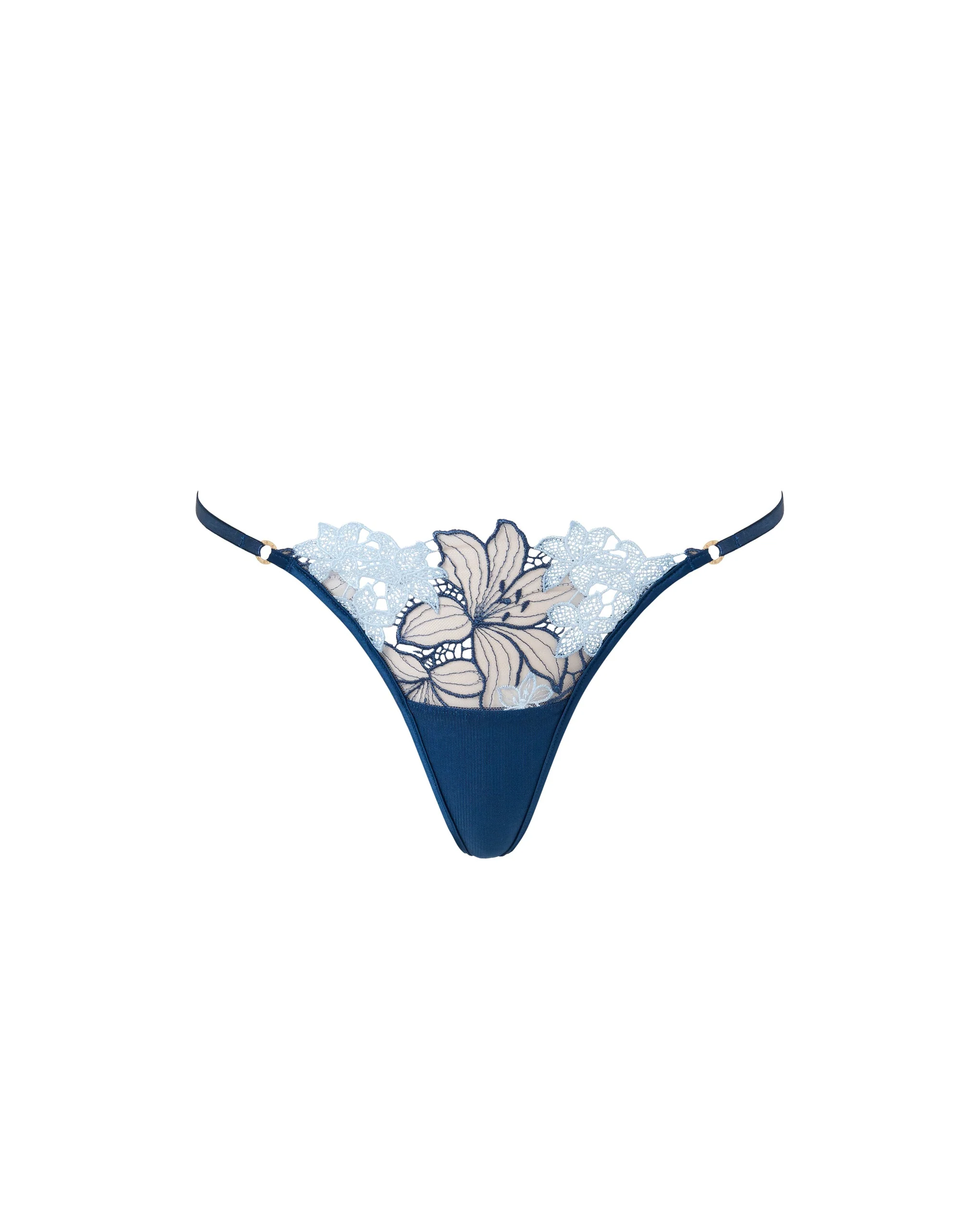 Calantha Floral Lace Thong Blue - Image 5