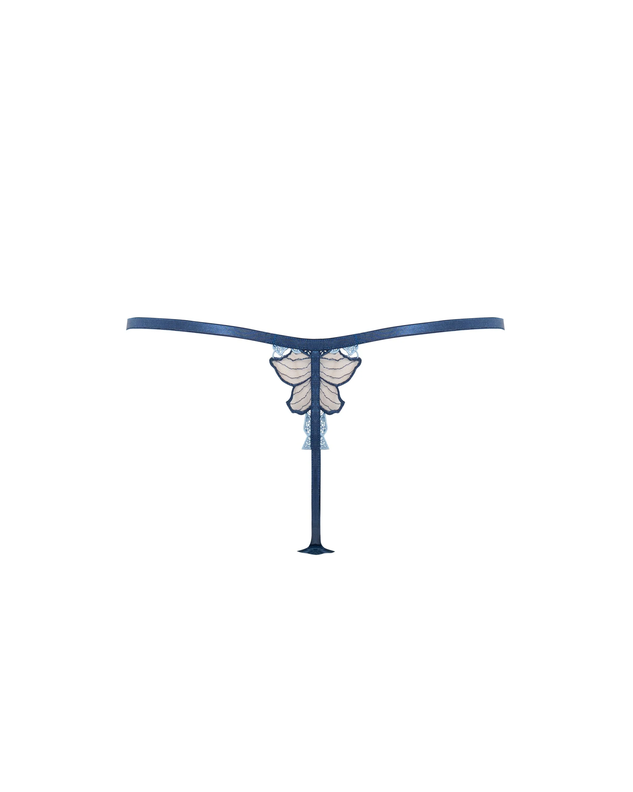 Calantha Floral Lace Thong Blue - Image 6