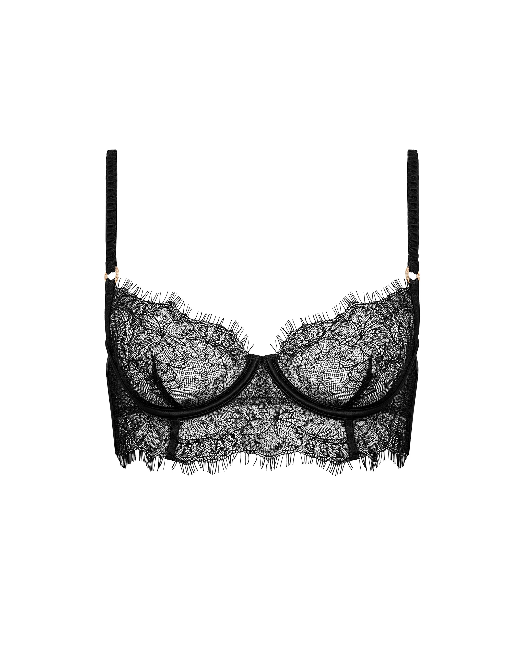Camelia Lace Longline Bra Black - Image 5