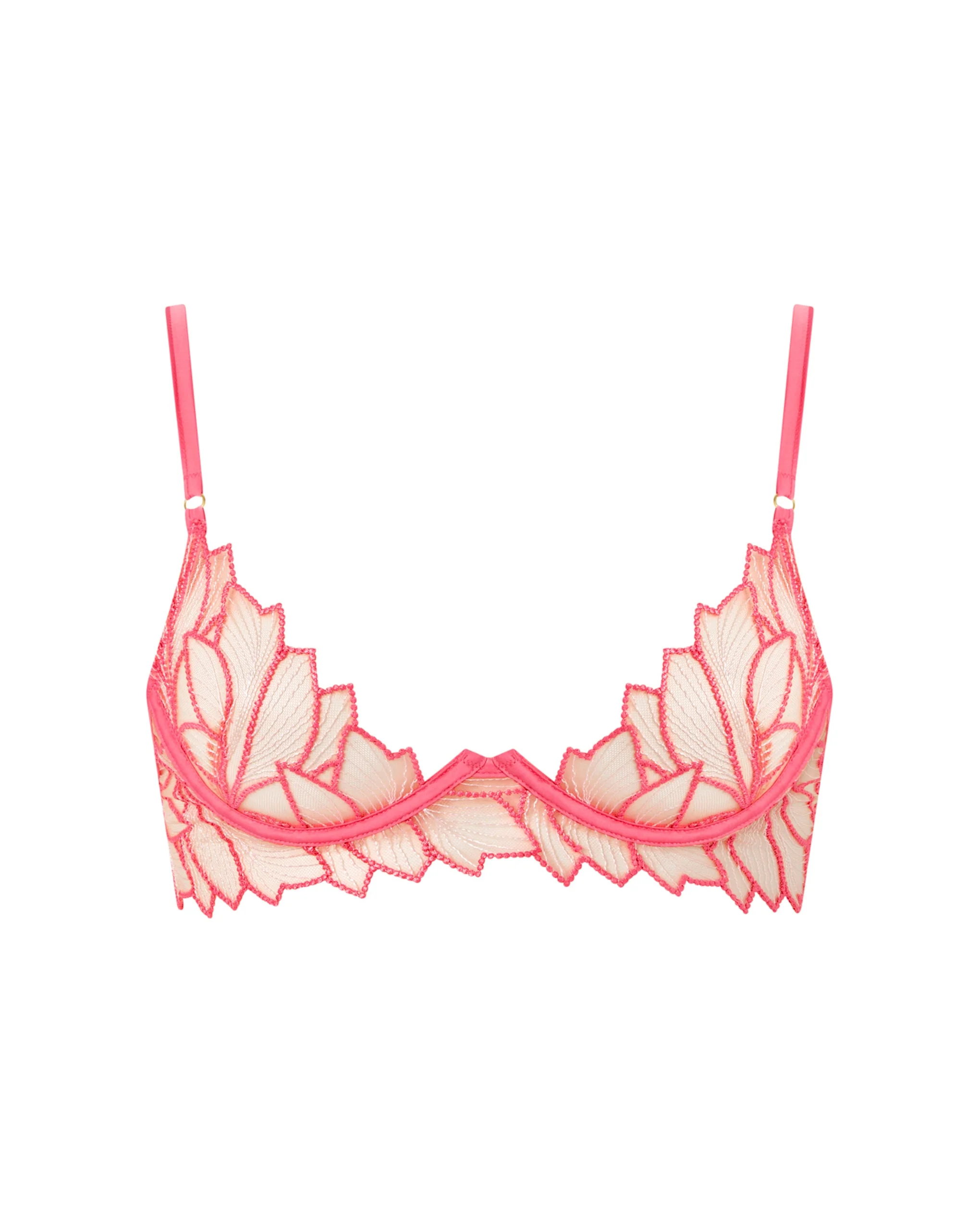 Eden Sheer Longline Bra Pink Lemonade/White - Image 5