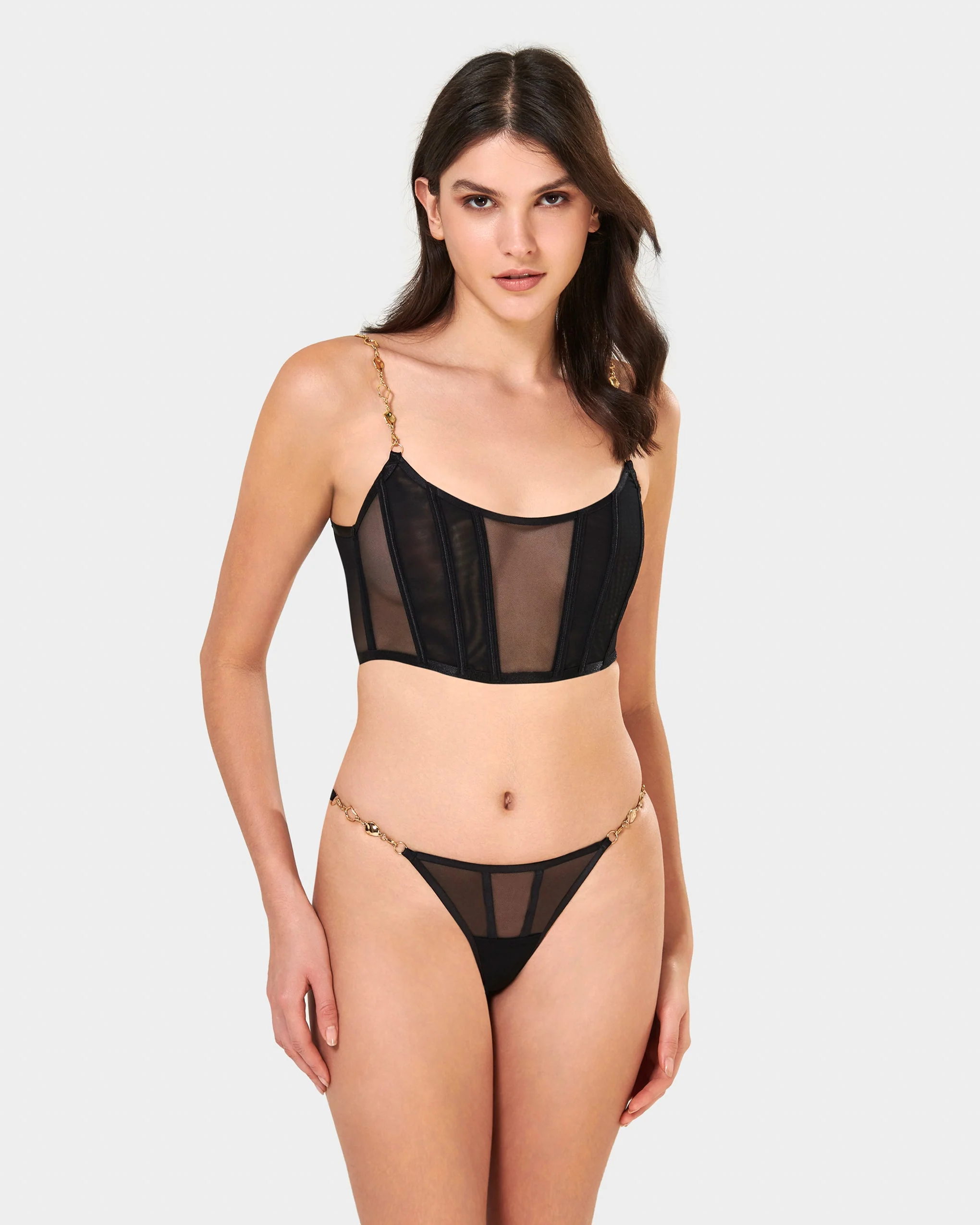Emery Soft Bustier Black/Gold - Image 2