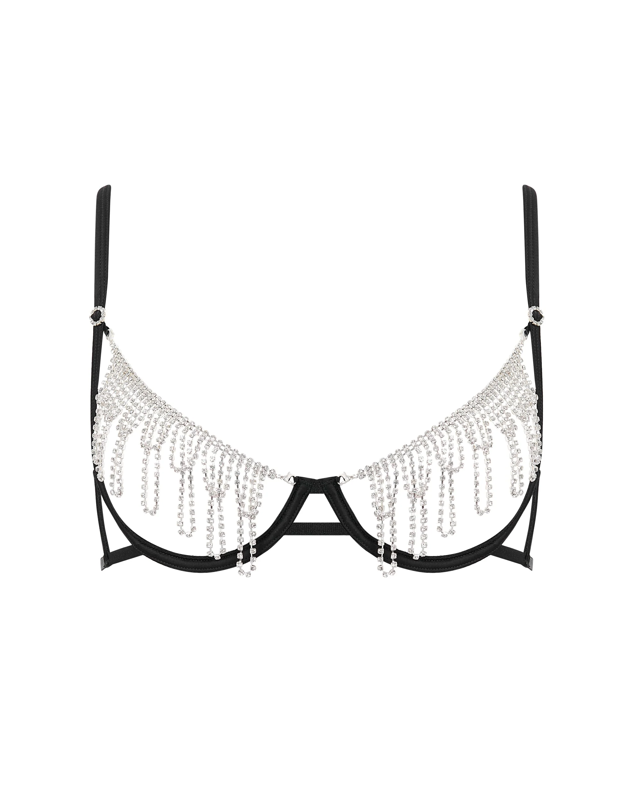 Estelle Open Diamante Bra Black/Silver - Image 5