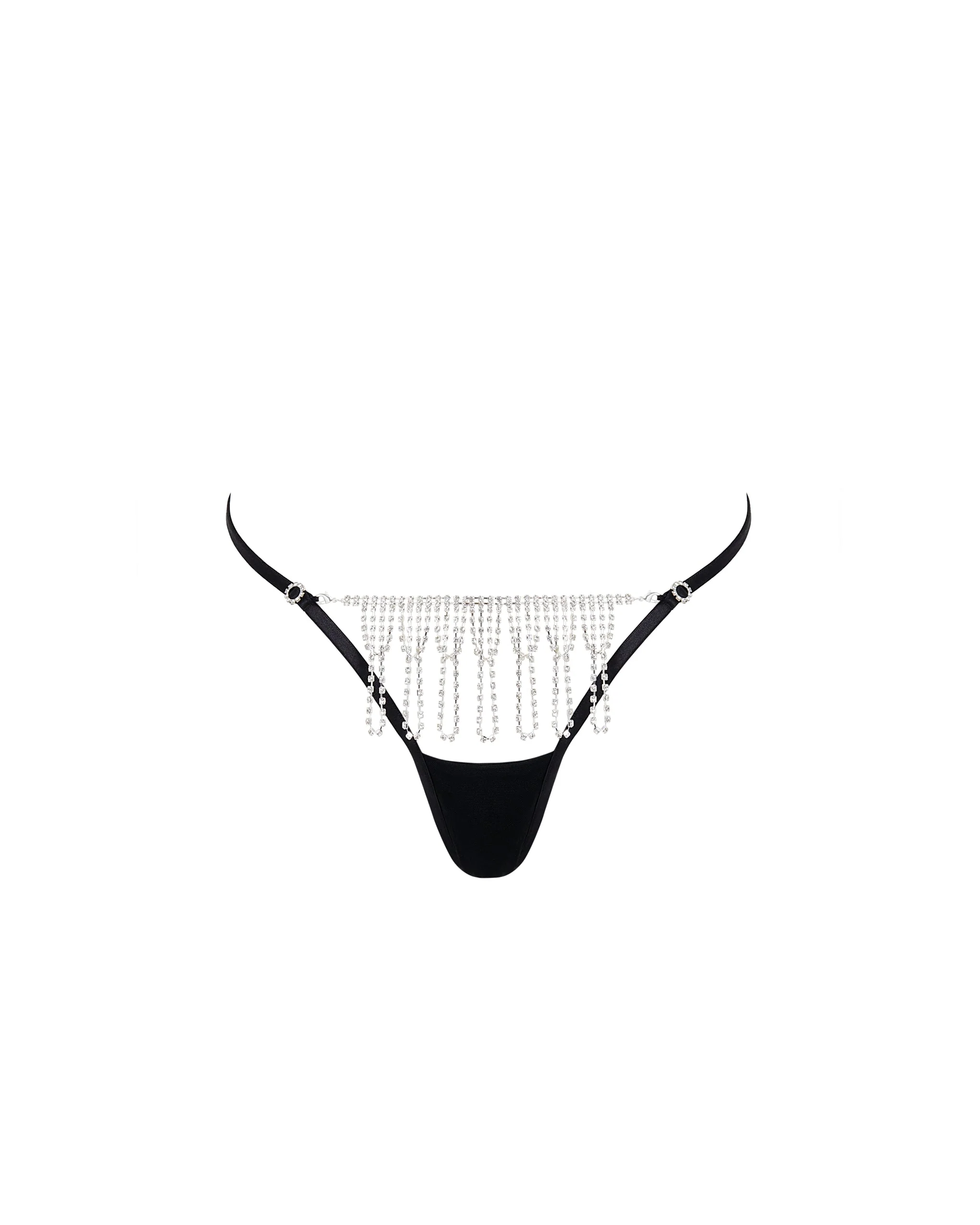 Estelle Open Diamante Thong Black/Silver - Image 5