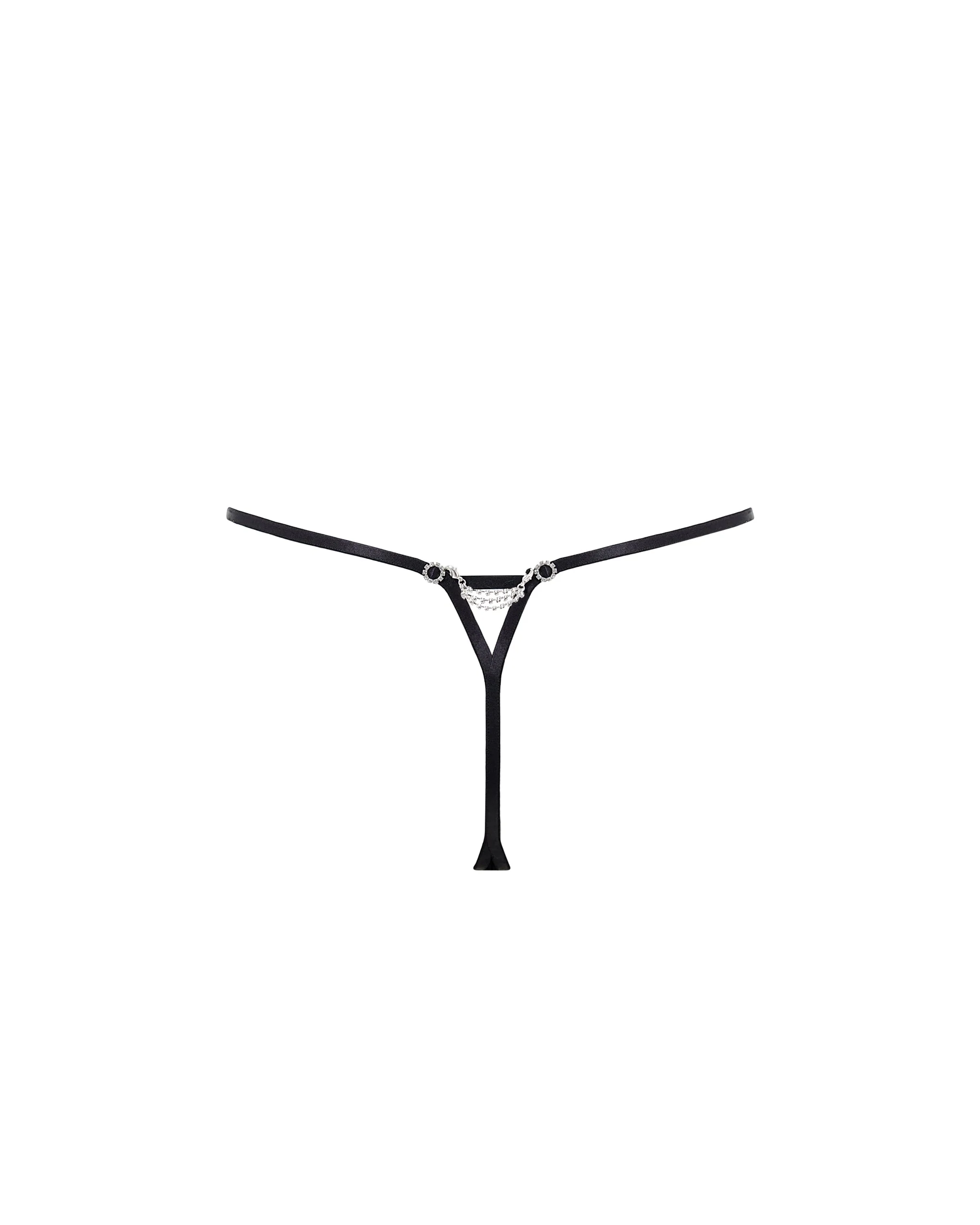 Estelle Open Diamante Thong Black/Silver - Image 6