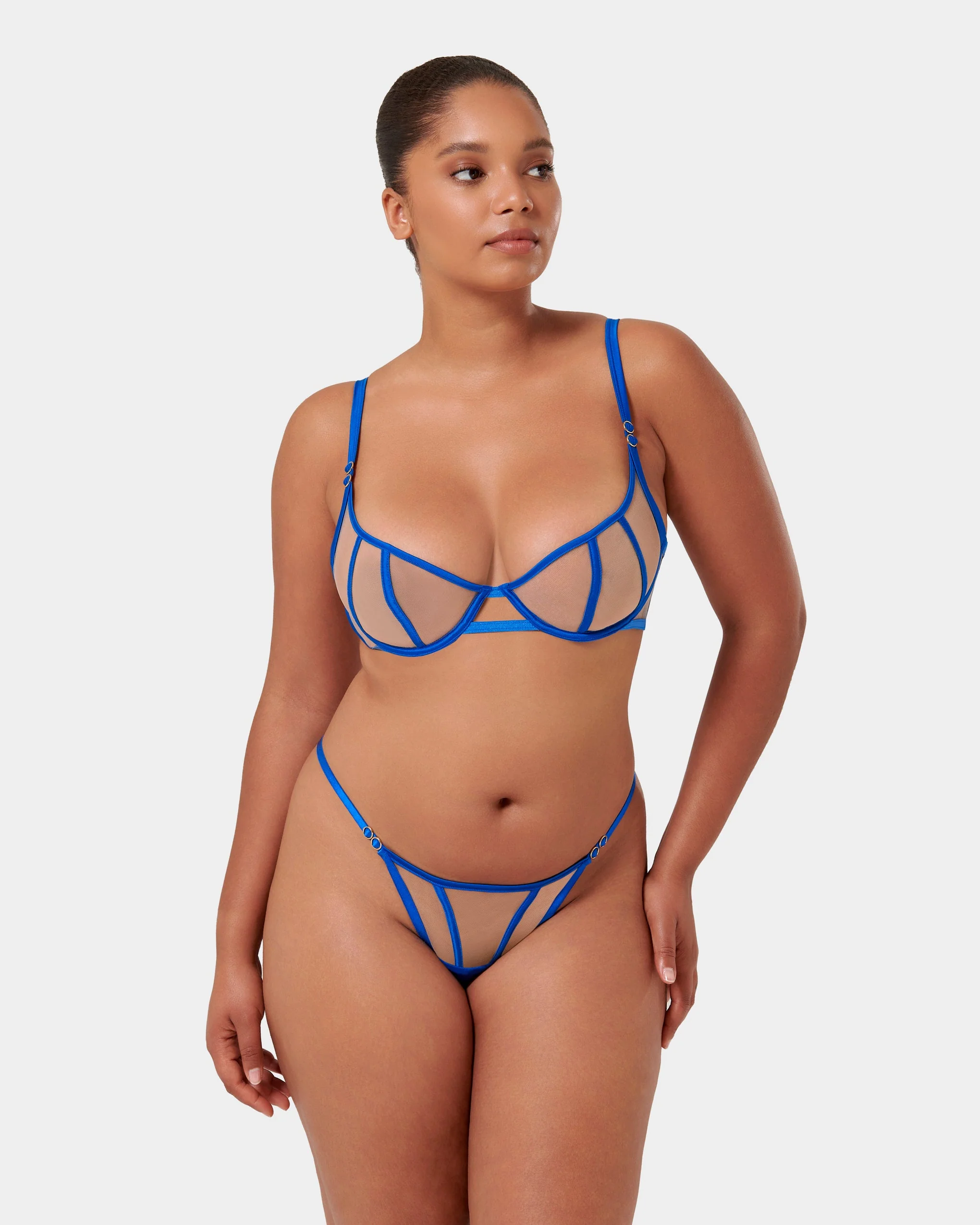 Etta Sheer Strappy Bra Blue - Image 11