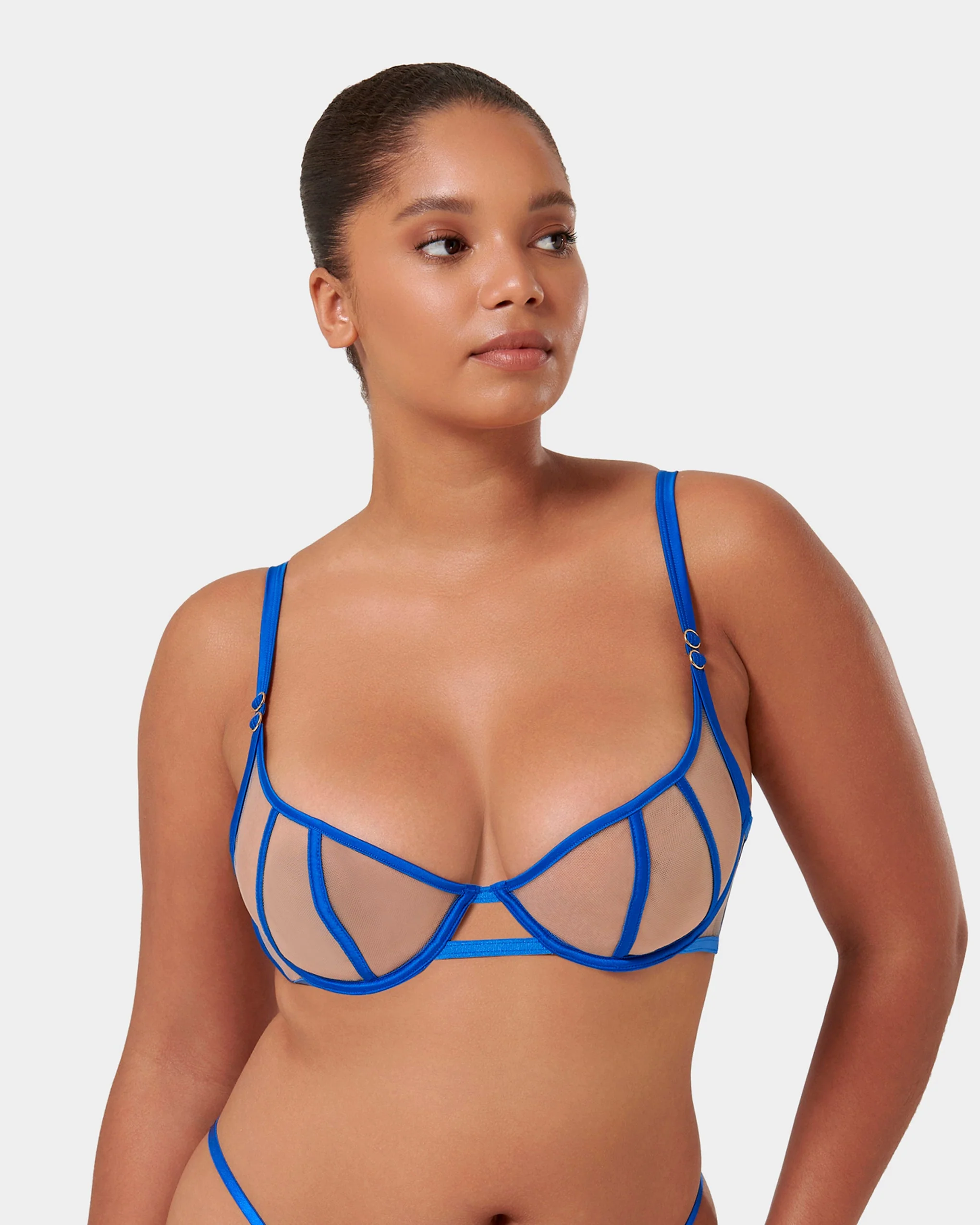 Etta Sheer Strappy Bra Blue - Image 9