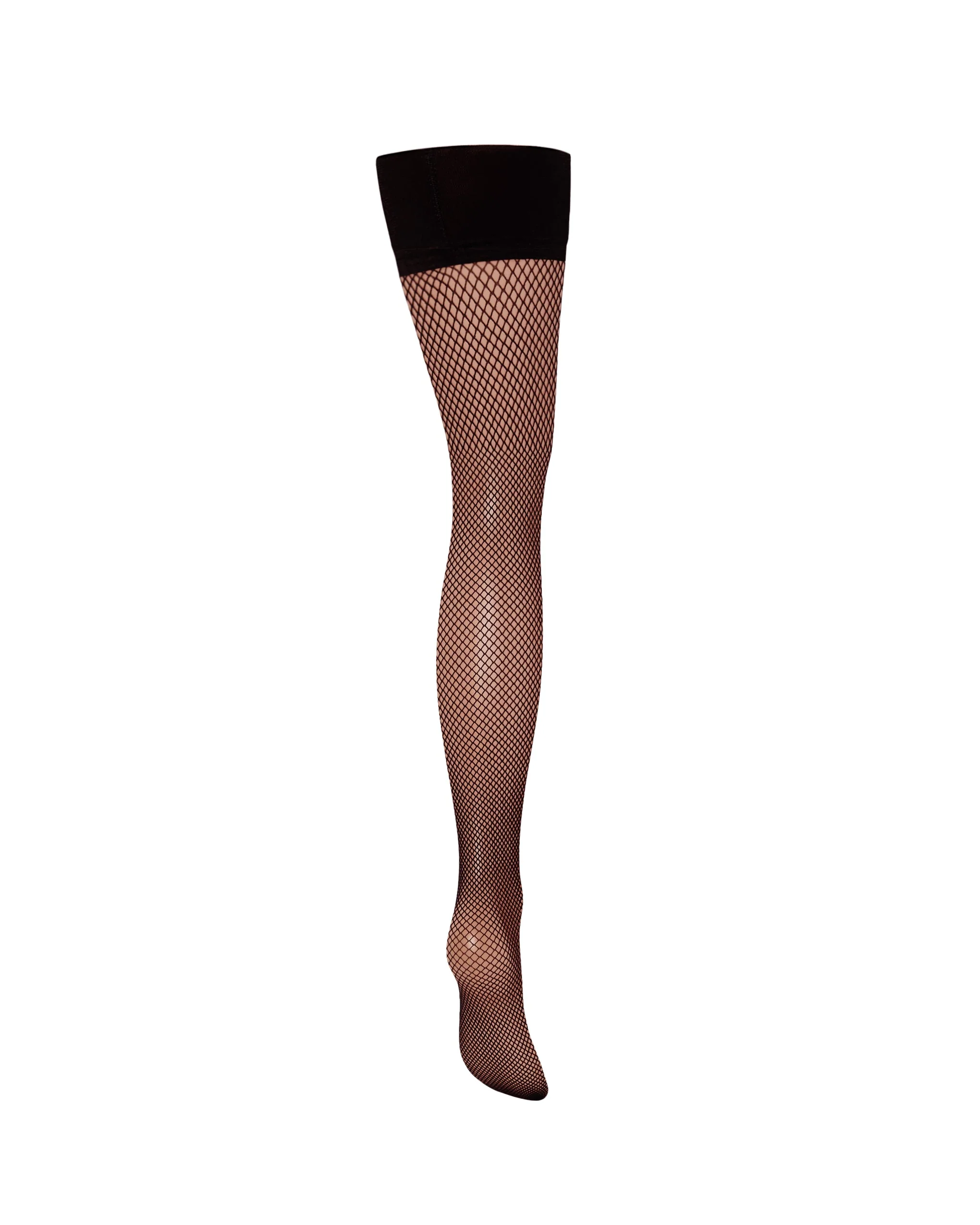 Fishnet Leg/Plain Top Stockings Black - Image 6
