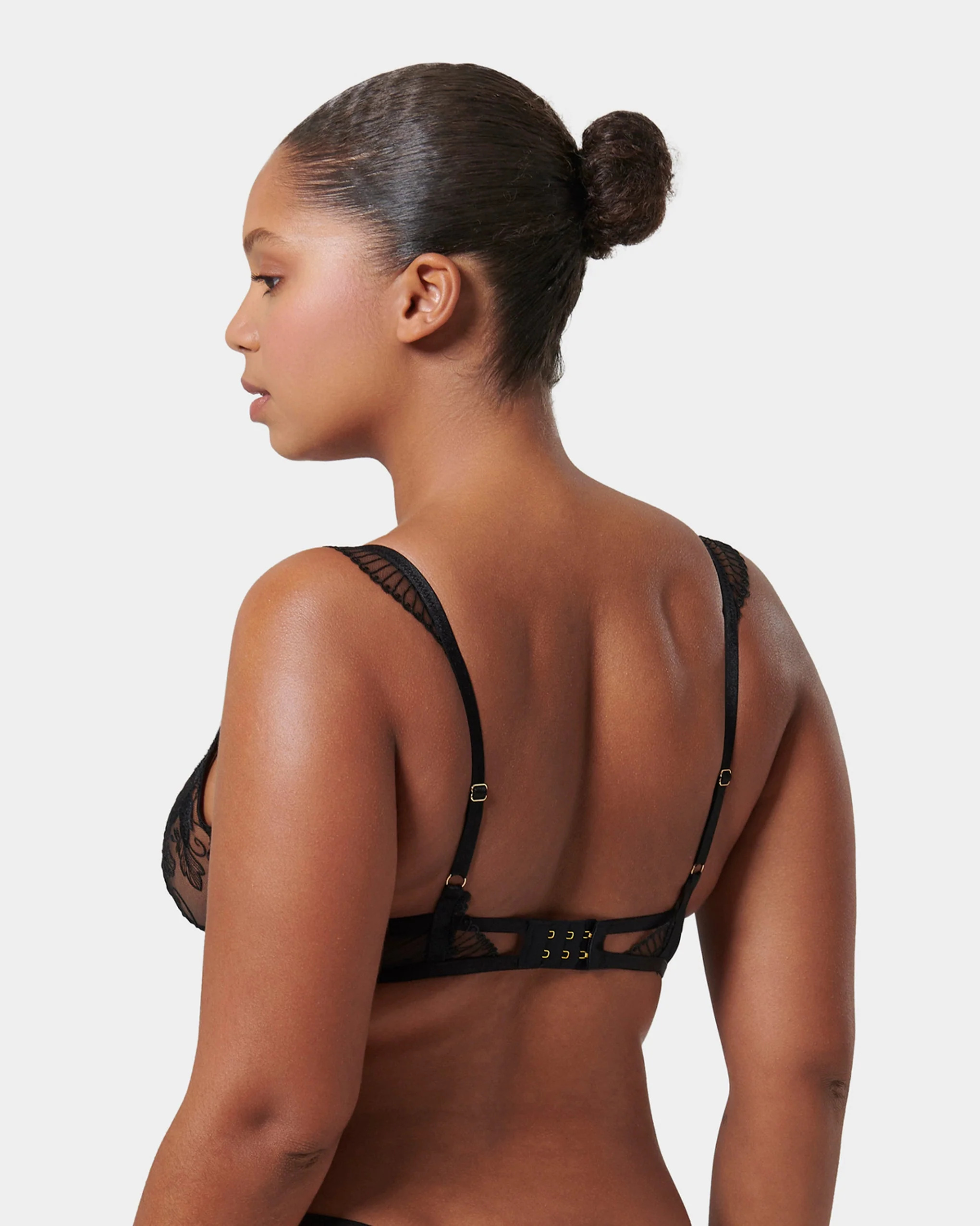 Gabriella Floral Embroidered Bra Black - Image 11