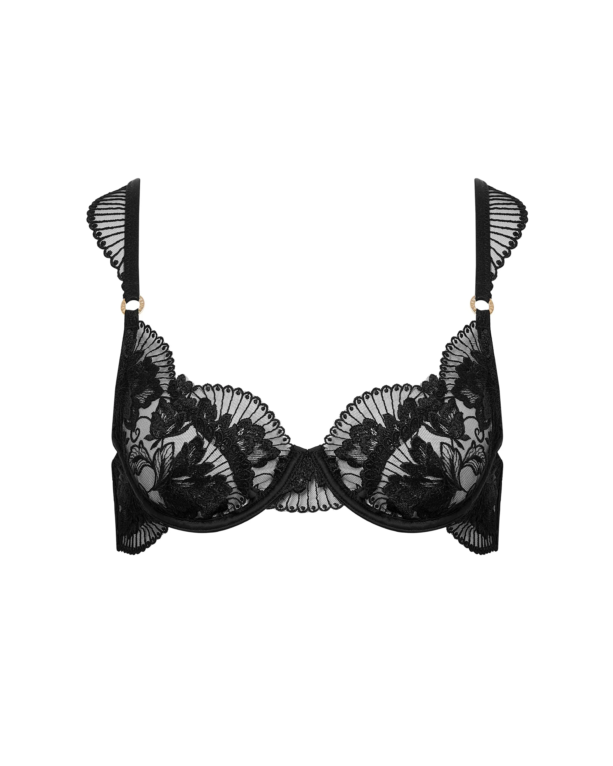 Gabriella Floral Embroidered Bra Black - Image 5