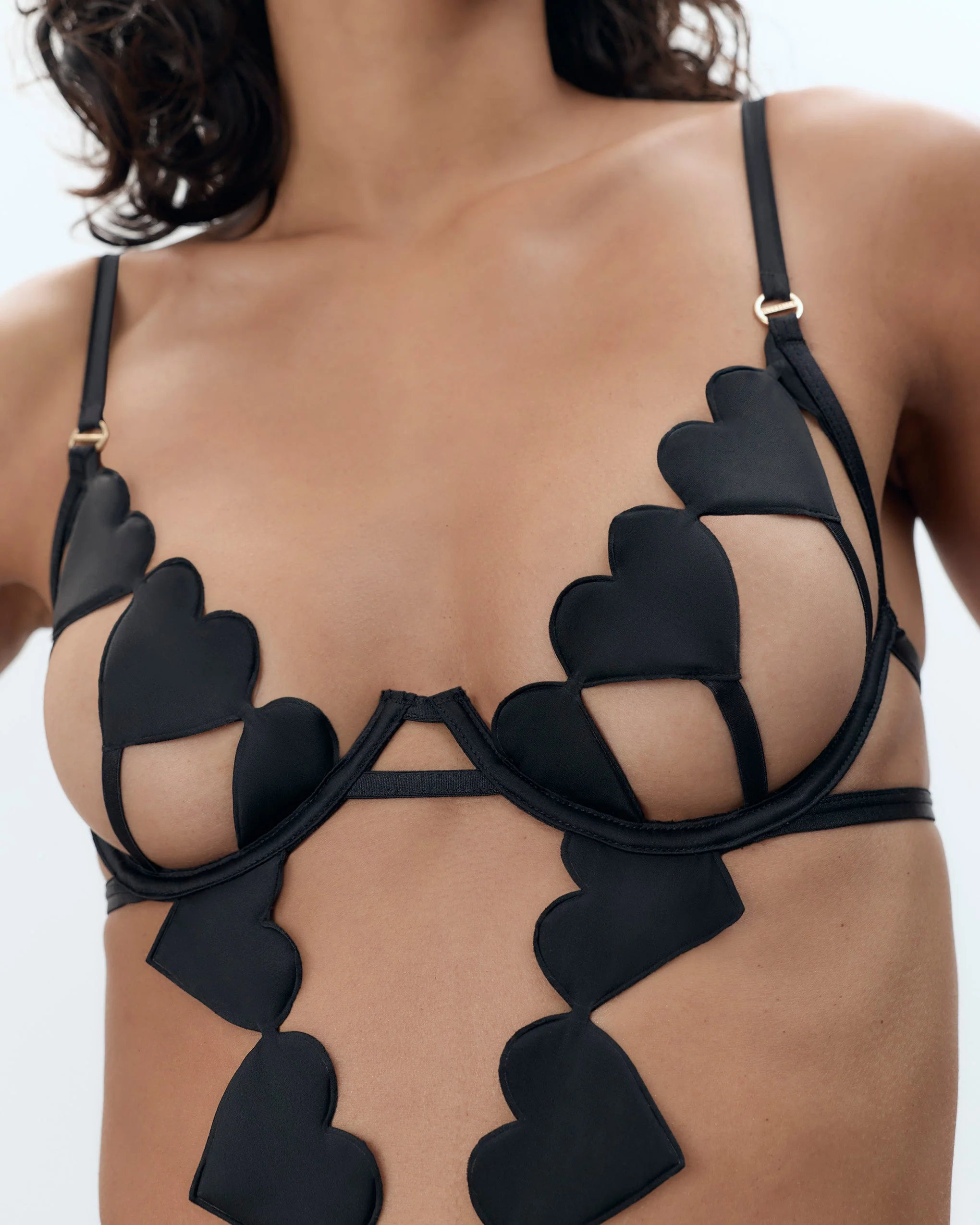 Gia Open Heart Bodysuit Black - Image 2