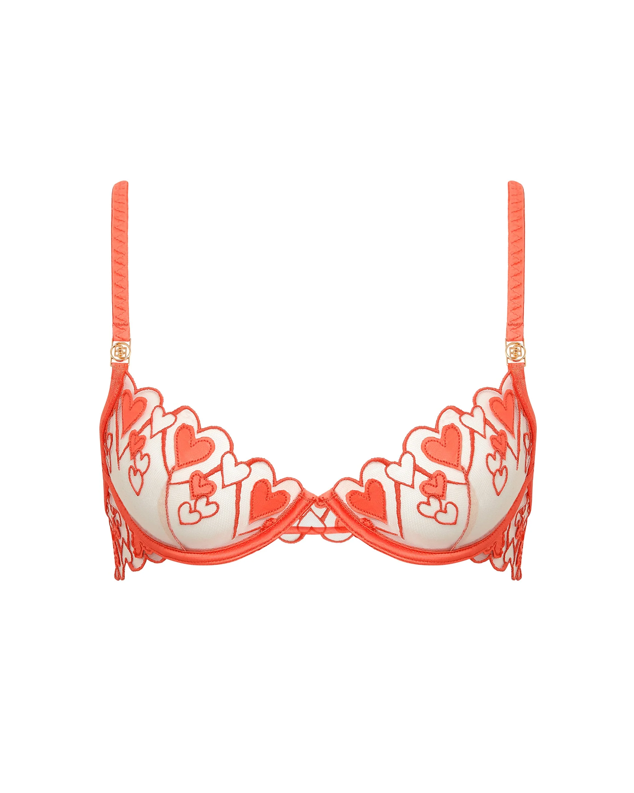 Harlow Heart Embroidered Bra Coral - Image 5
