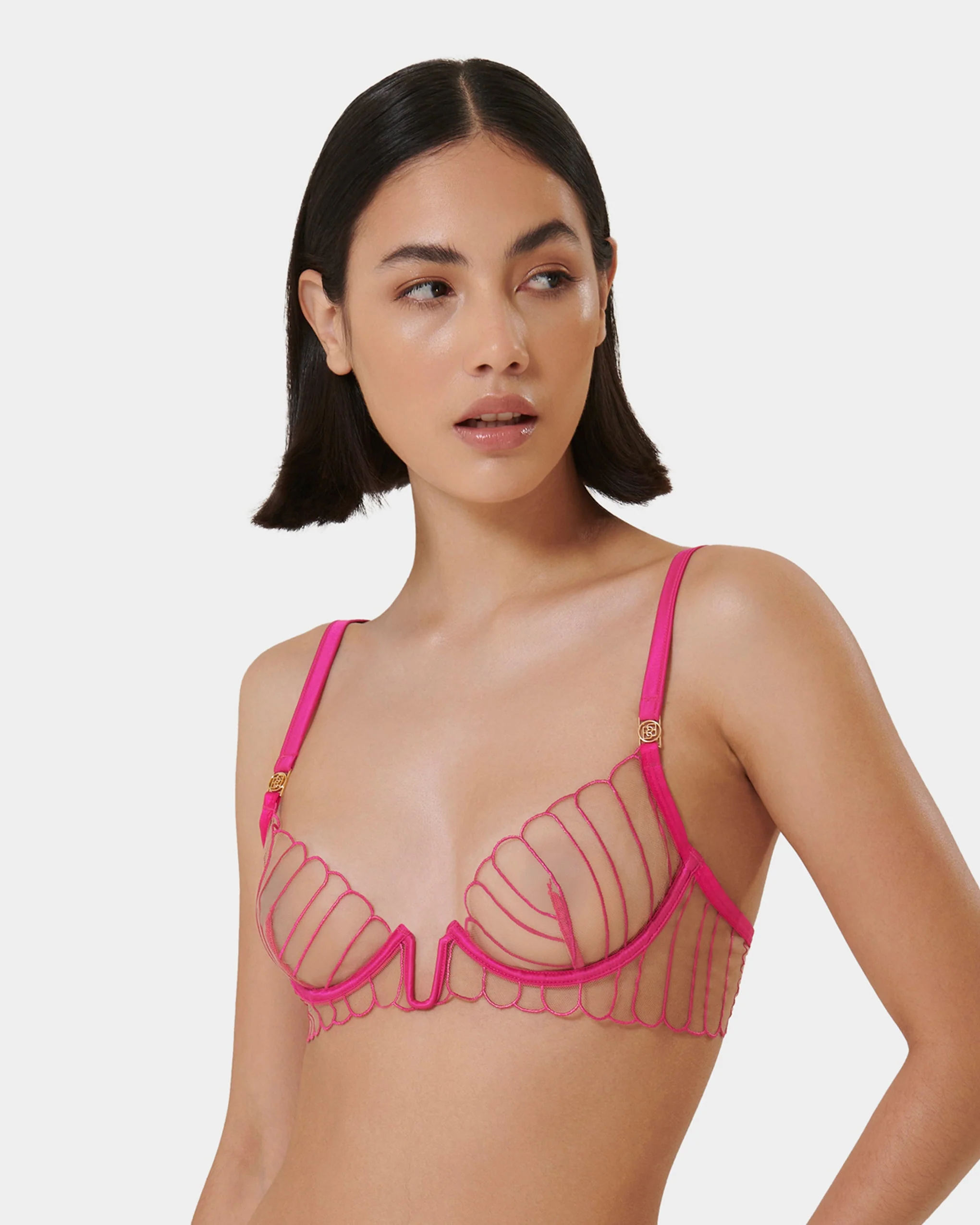 Imogen Embroidered Sheer Bra Pink - Image 7