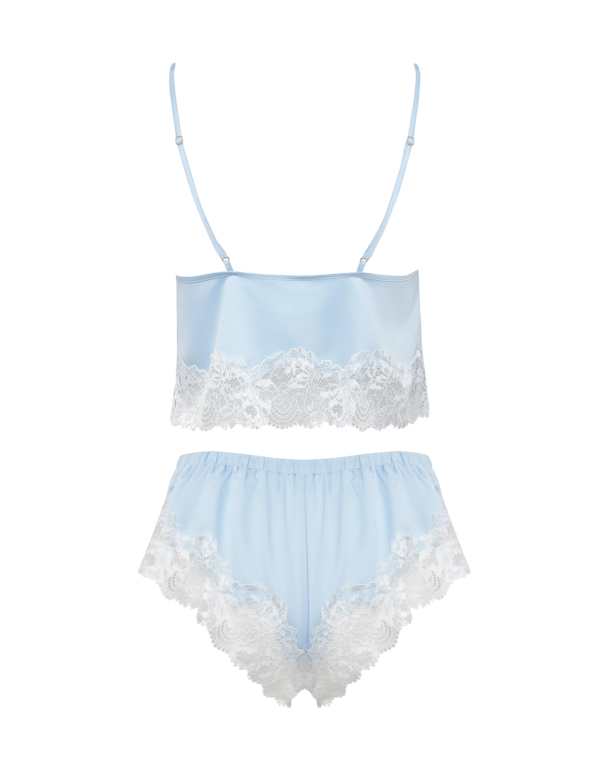 Isabella Luxury Satin Cami and Short Set Ice Water Blue/White - Image 6