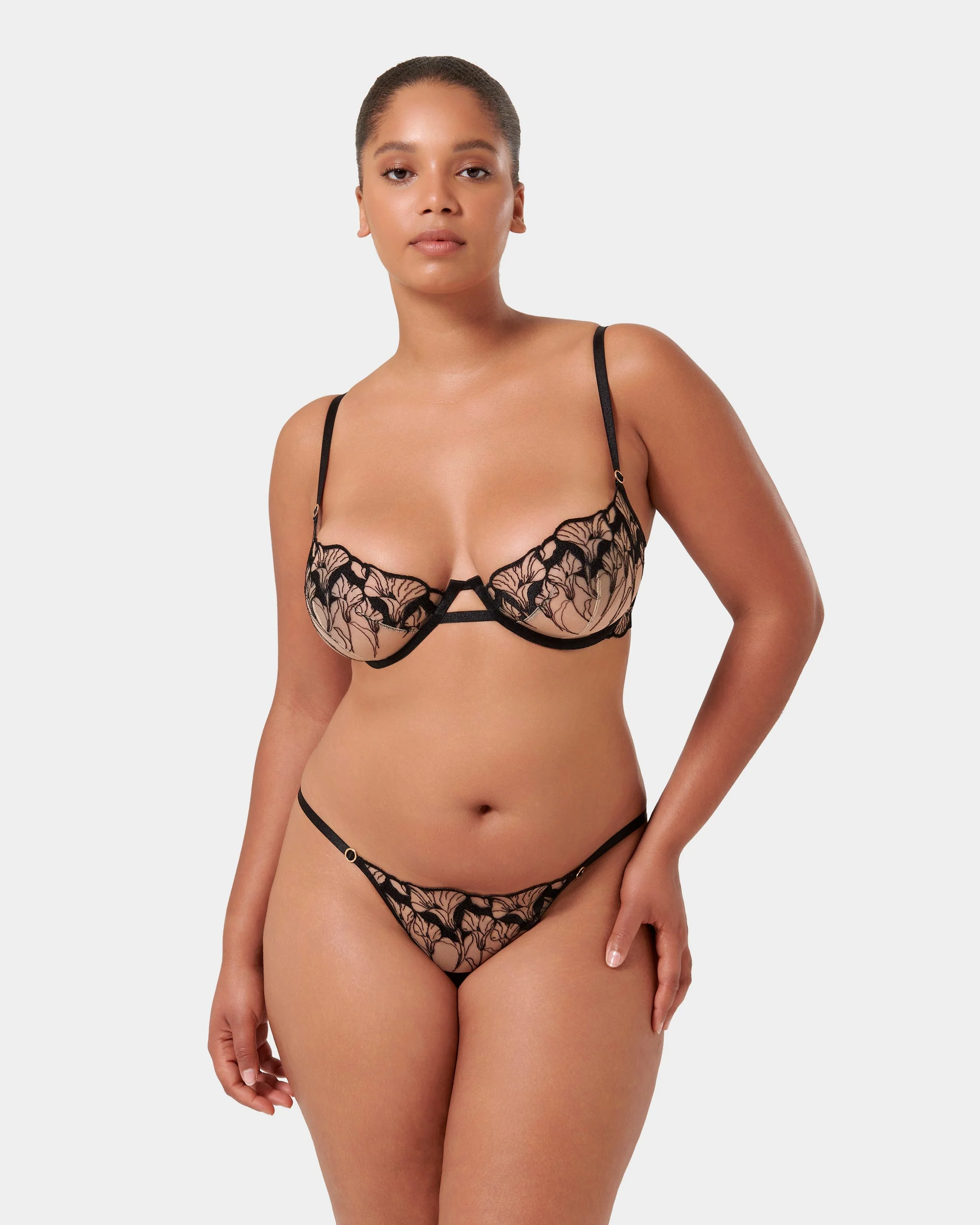 Kalmia Floral Embroidered Bra Black - Image 11