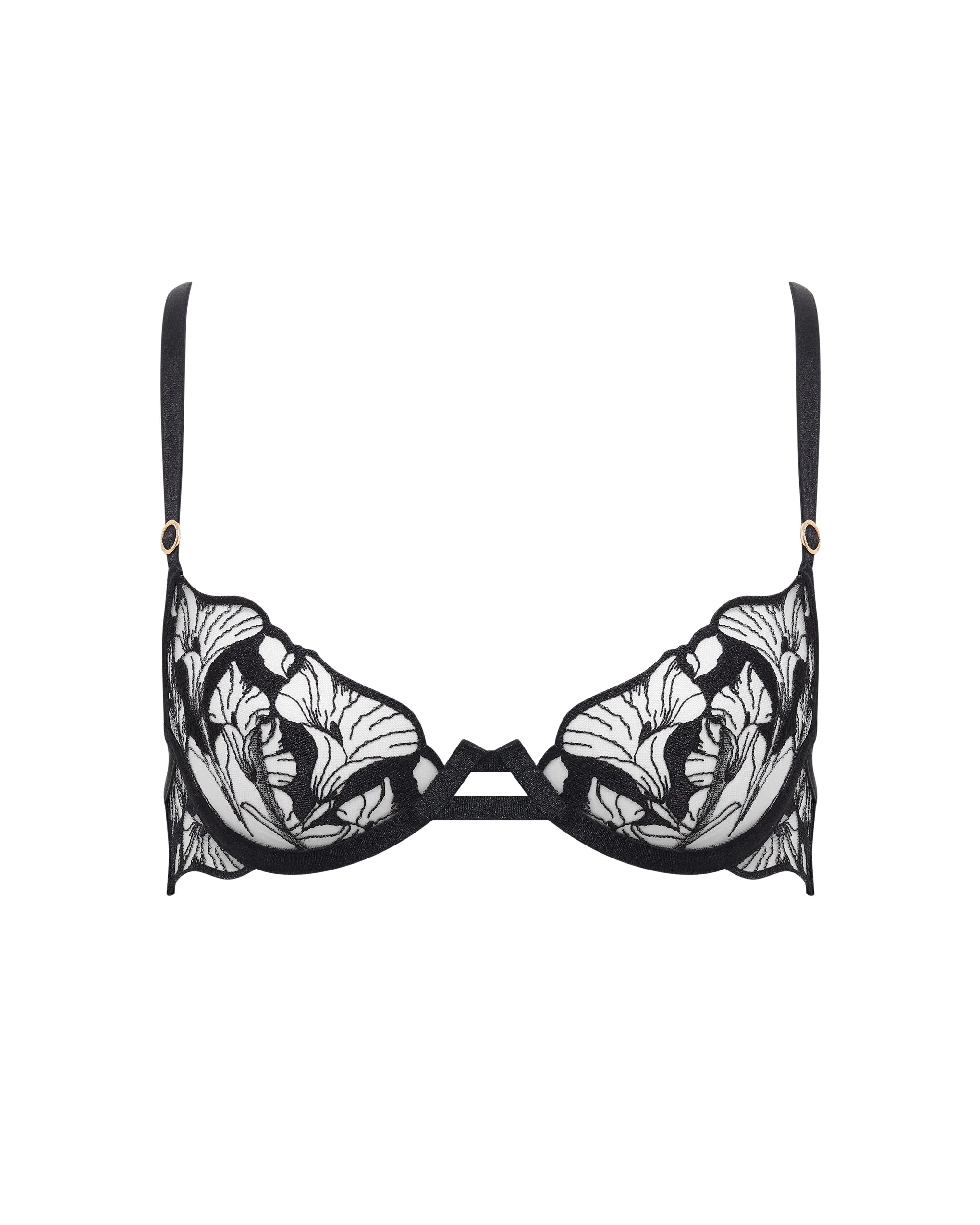 Kalmia Floral Embroidered Bra Black - Image 5