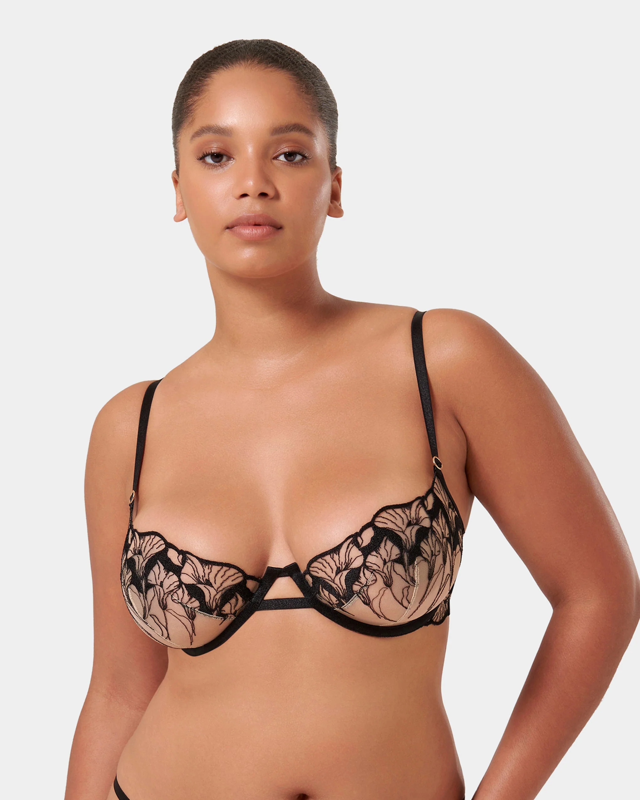 Kalmia Floral Embroidered Bra Black - Image 9