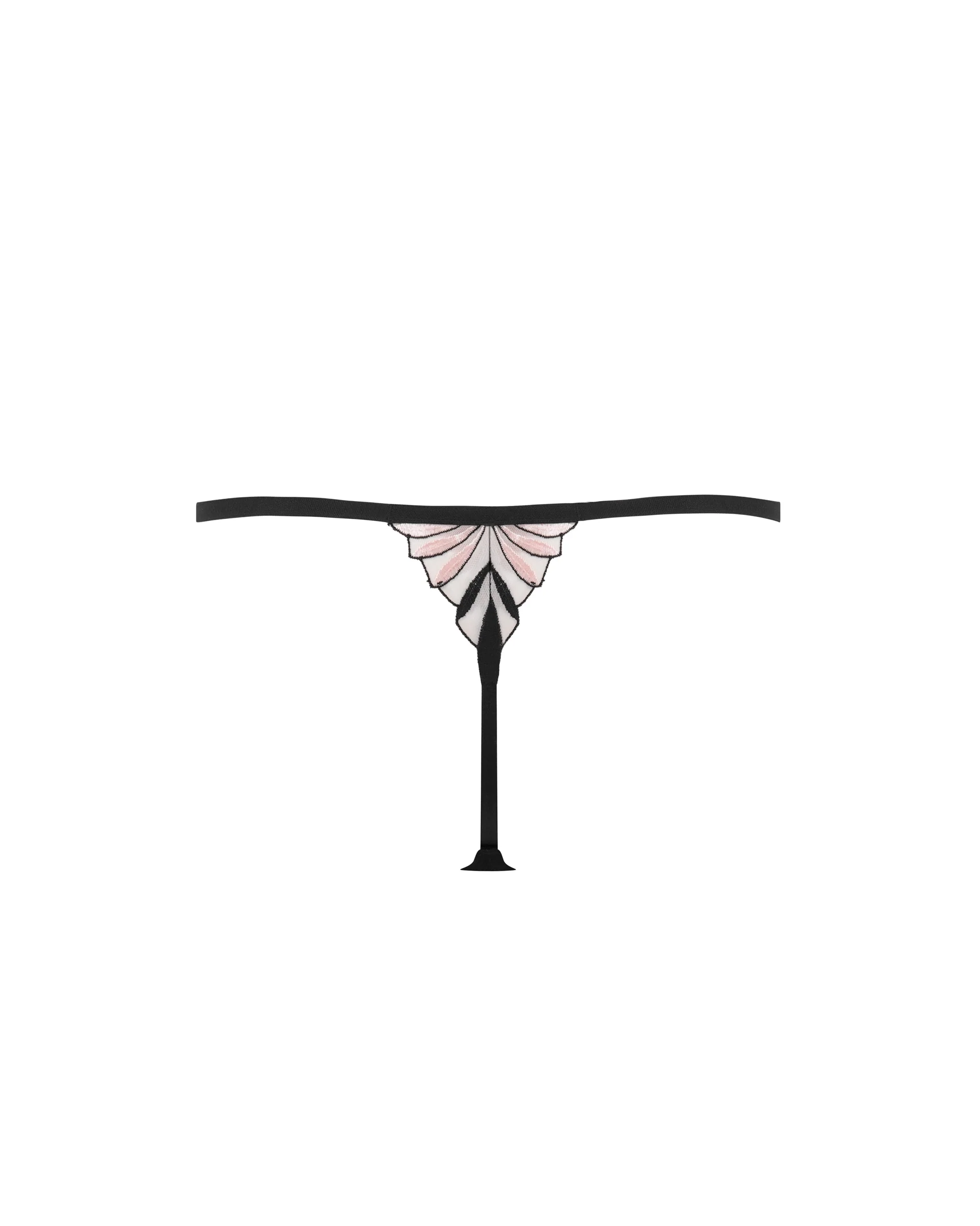 Katerine Embroidered Sheer Thong Black/Pearl - Image 6