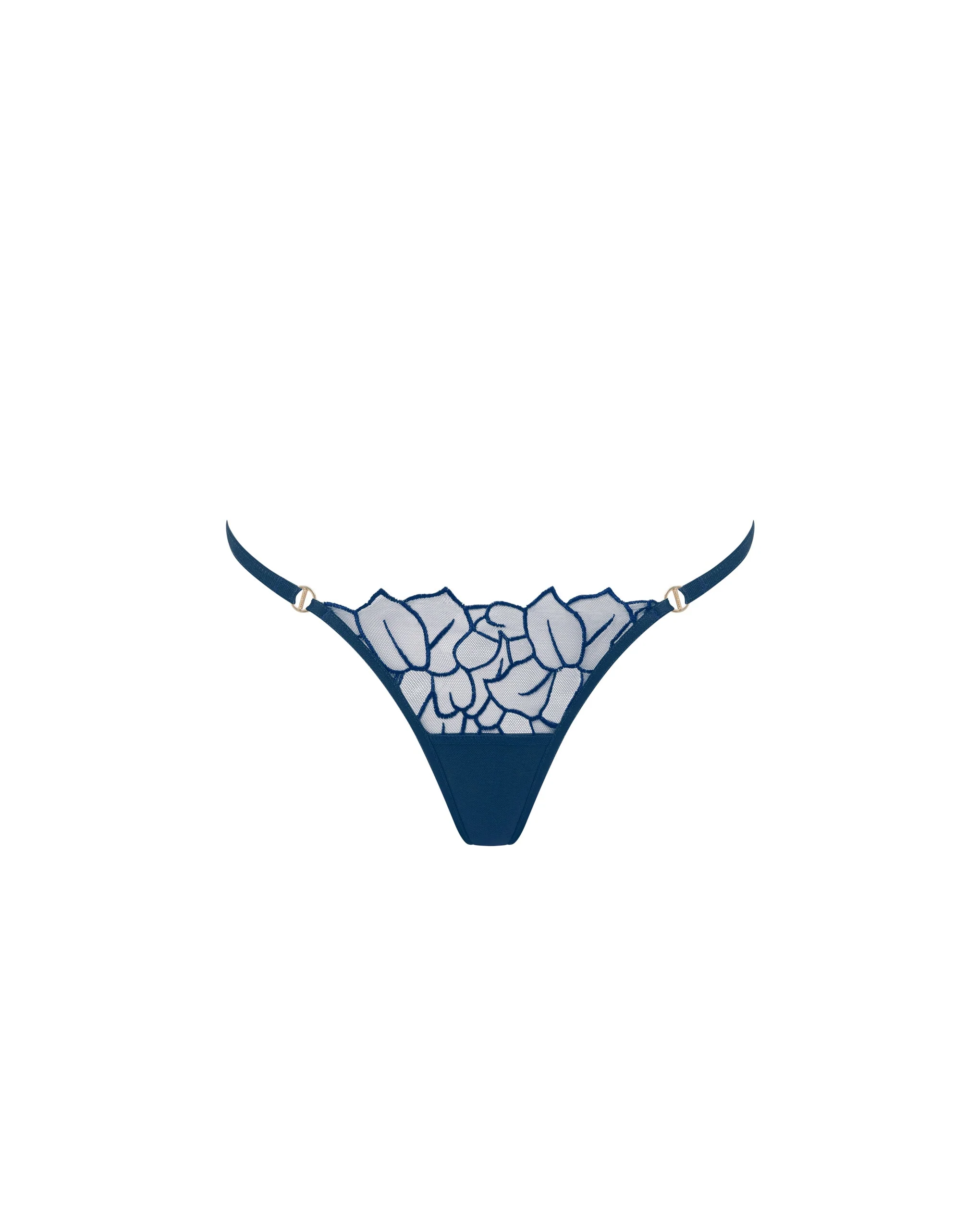 Laurel Leaf Embroidered Thong Navy - Image 5