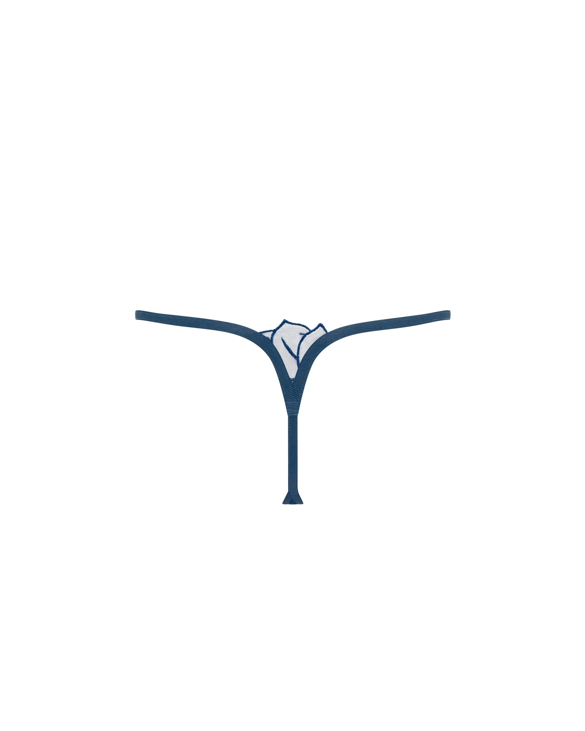 Laurel Leaf Embroidered Thong Navy - Image 6
