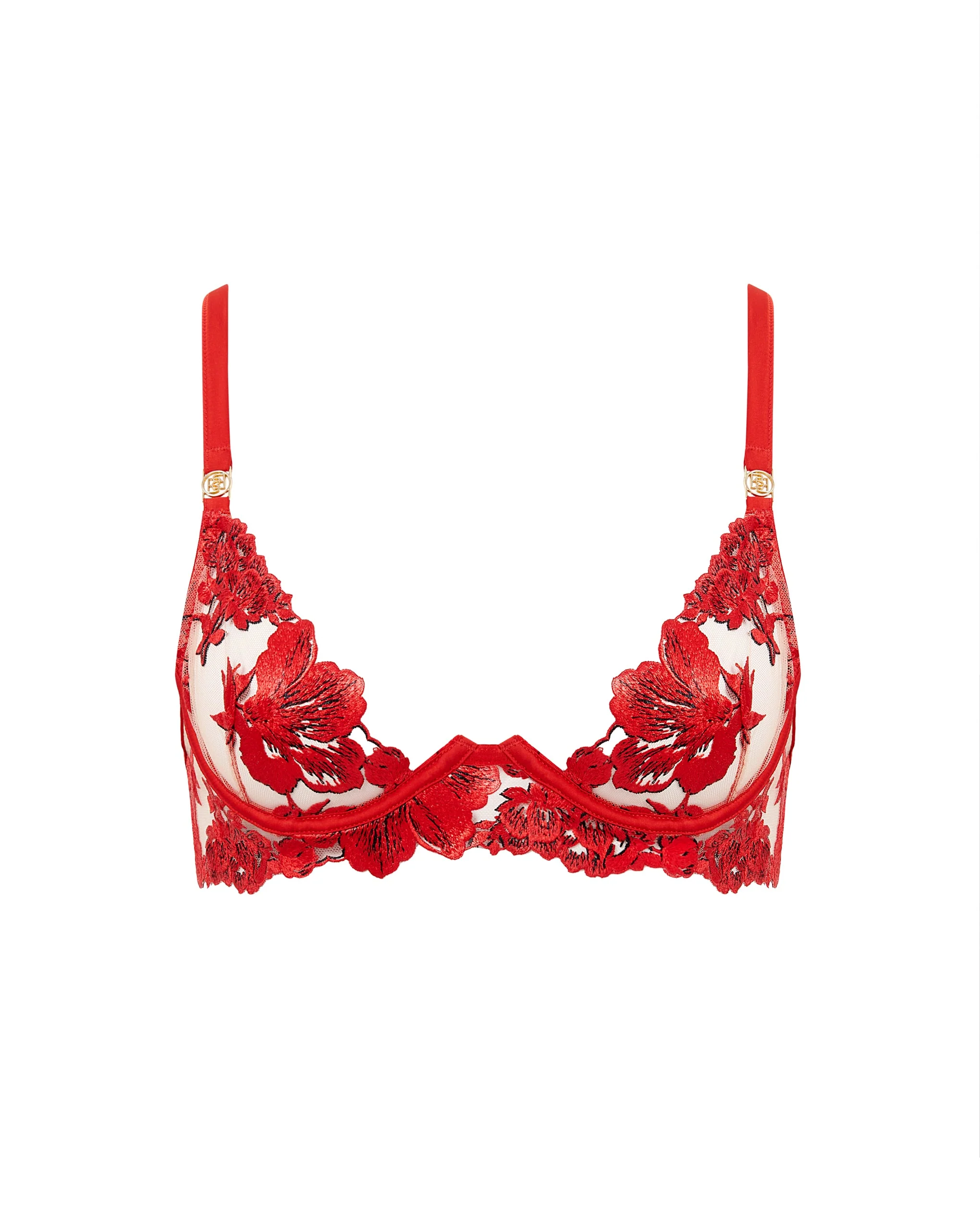 Lavanya Embroidered Longline Bra Red - Image 5
