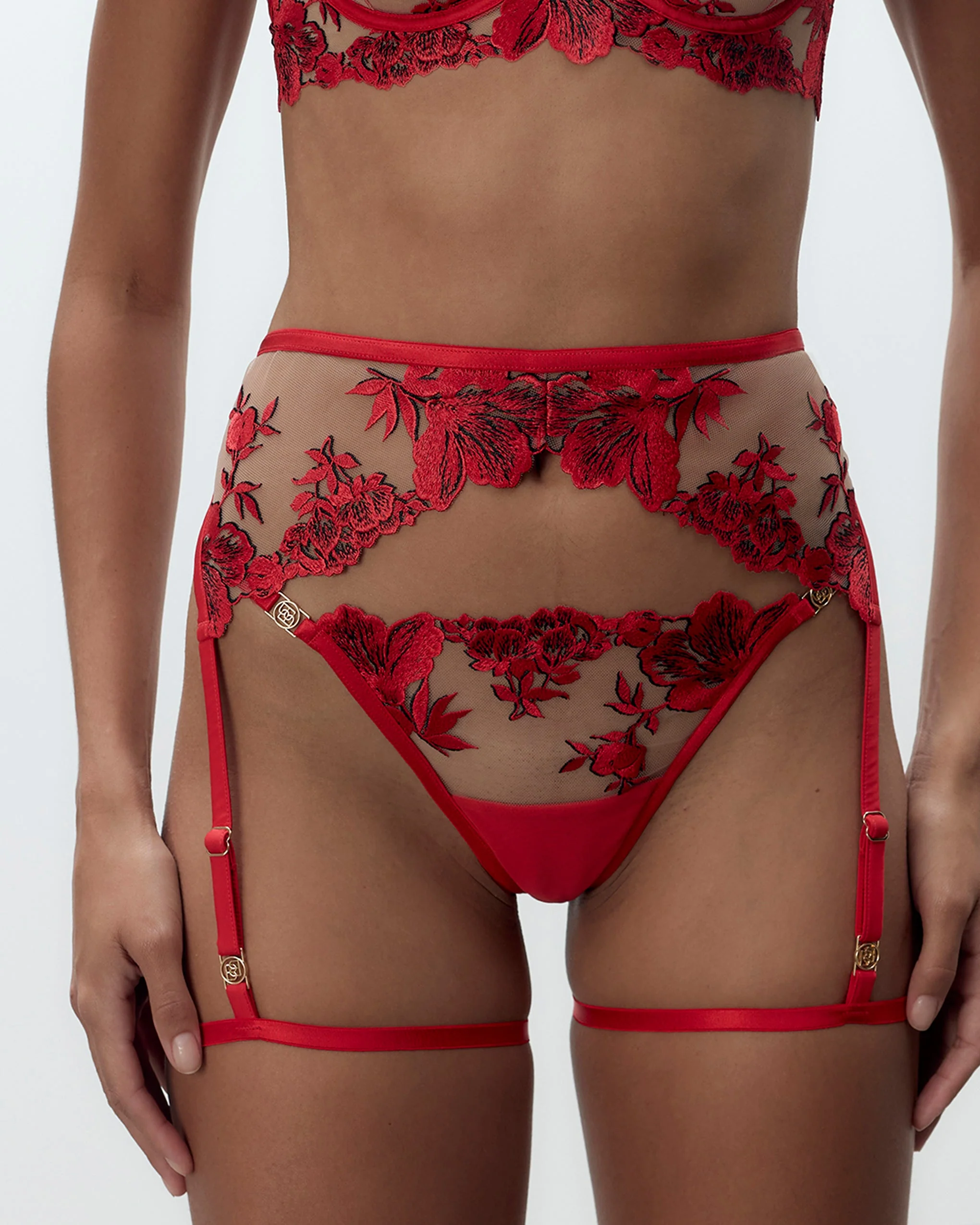 Lavanya Suspender Thigh Harness Red - Image 2