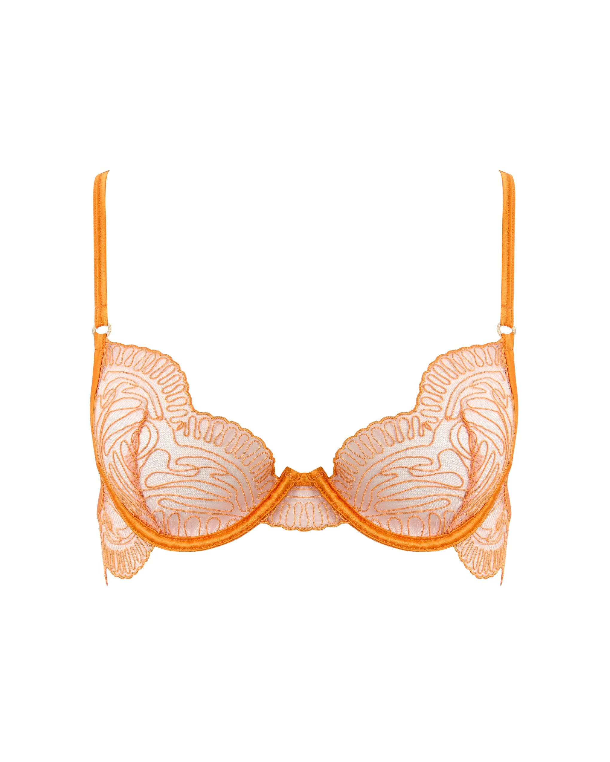 Leliana Embroidered Plunge Bra Orange Peel - Image 5