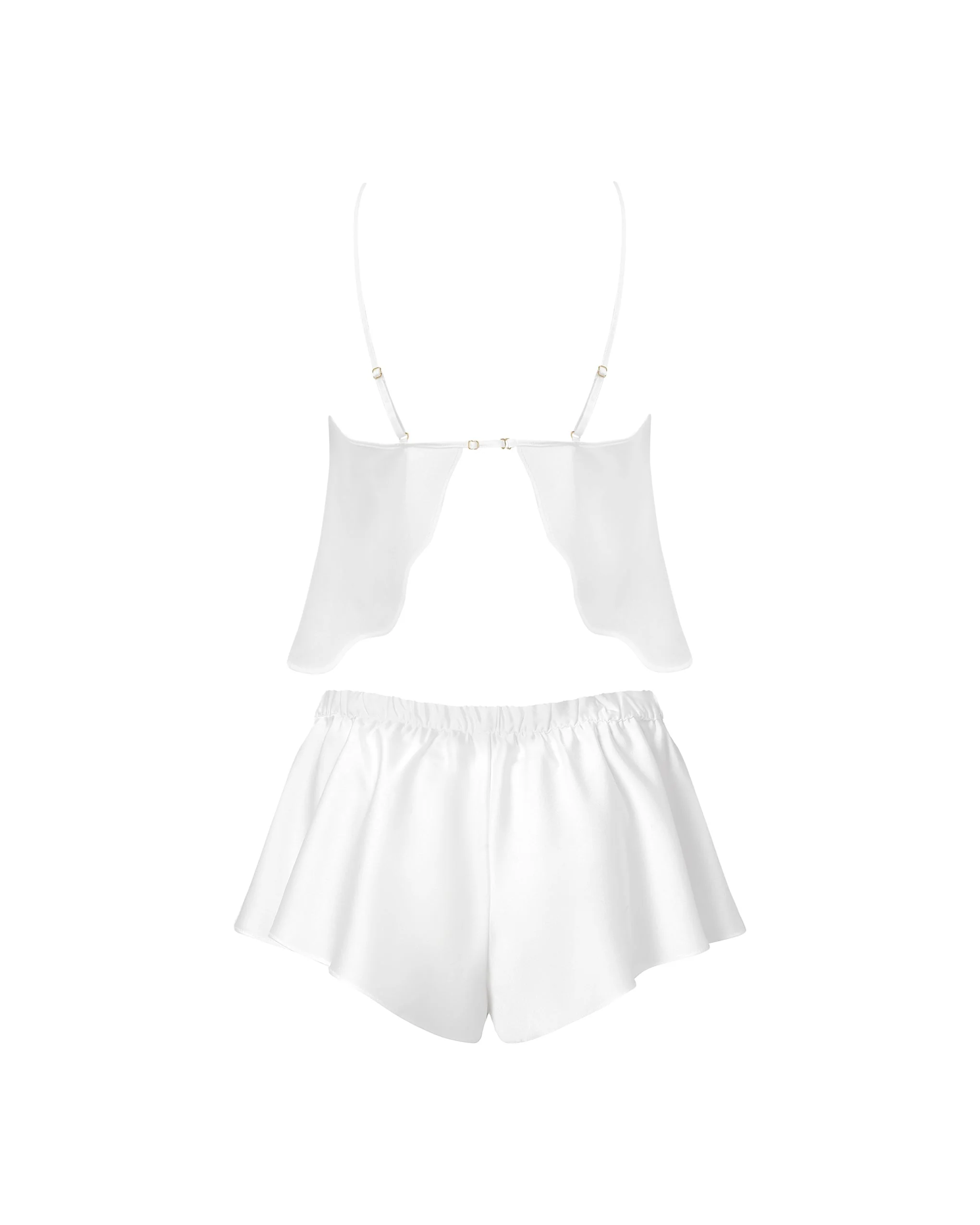 Leonora Luxury Satin Cami and Short Set White/Sheer - Image 6