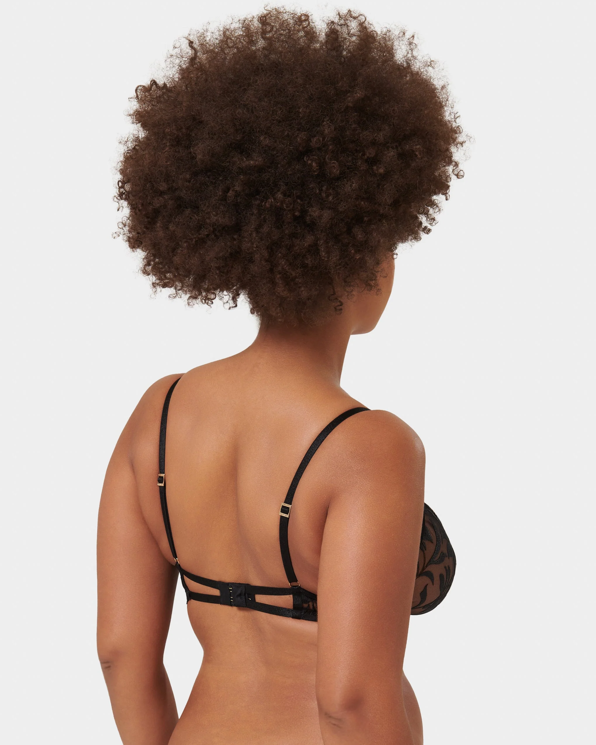 Leonora Floral Embroidered Bra Black - Image 3