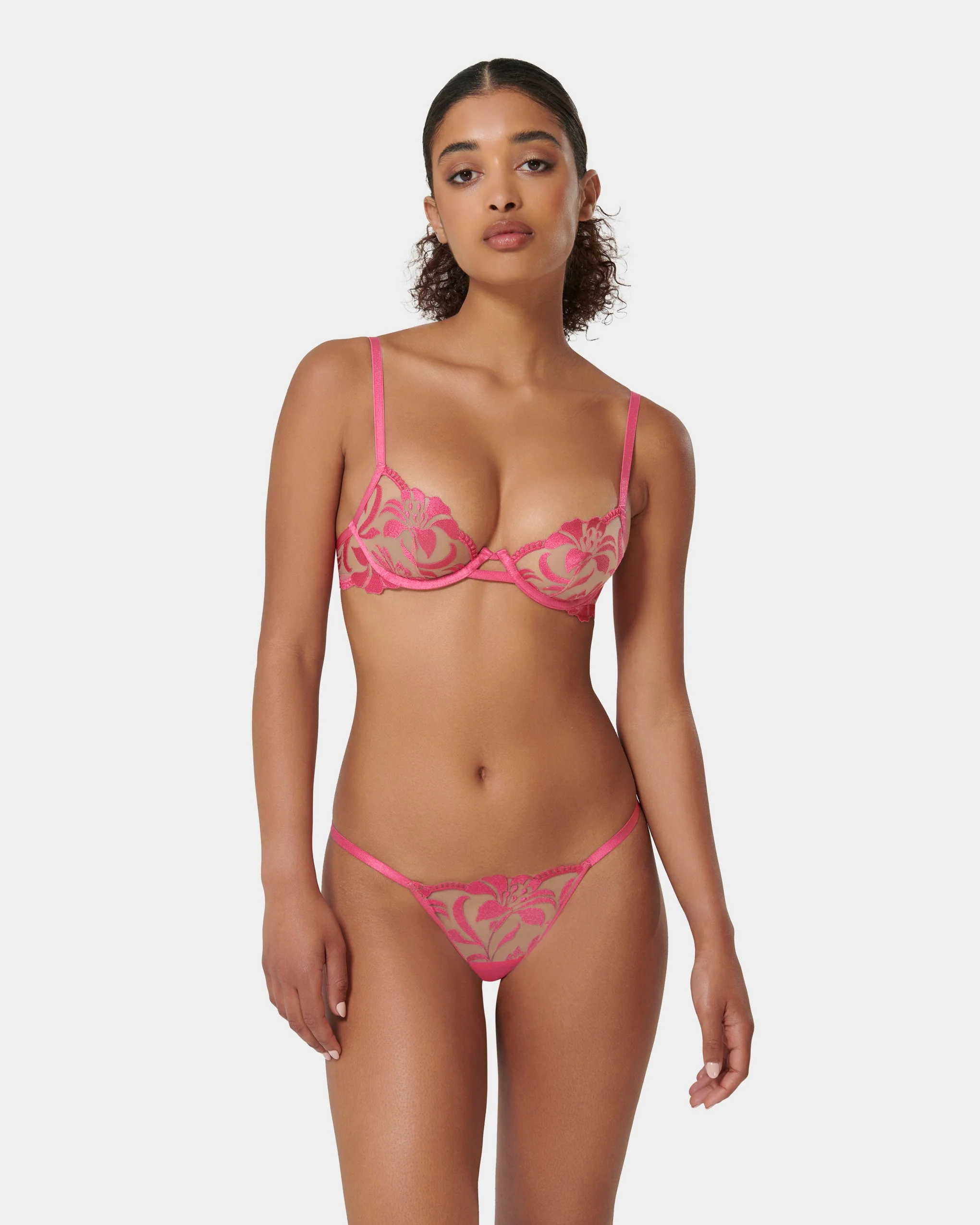 Leonora Wired Bra Fuchsia Pink/Sheer - Image 9