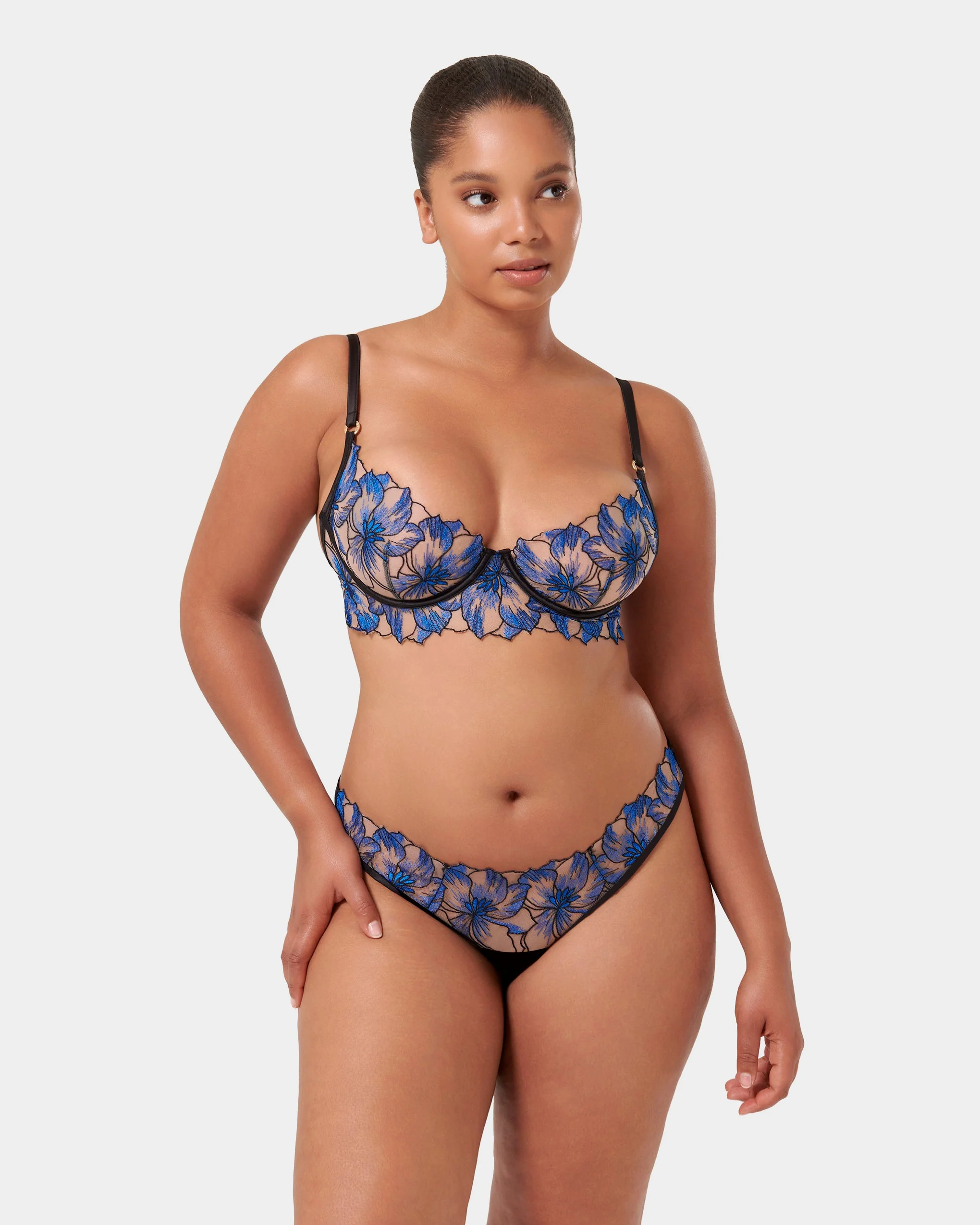 Lyandra Thong Egyptian Blue/Black/Sheer - Image 10