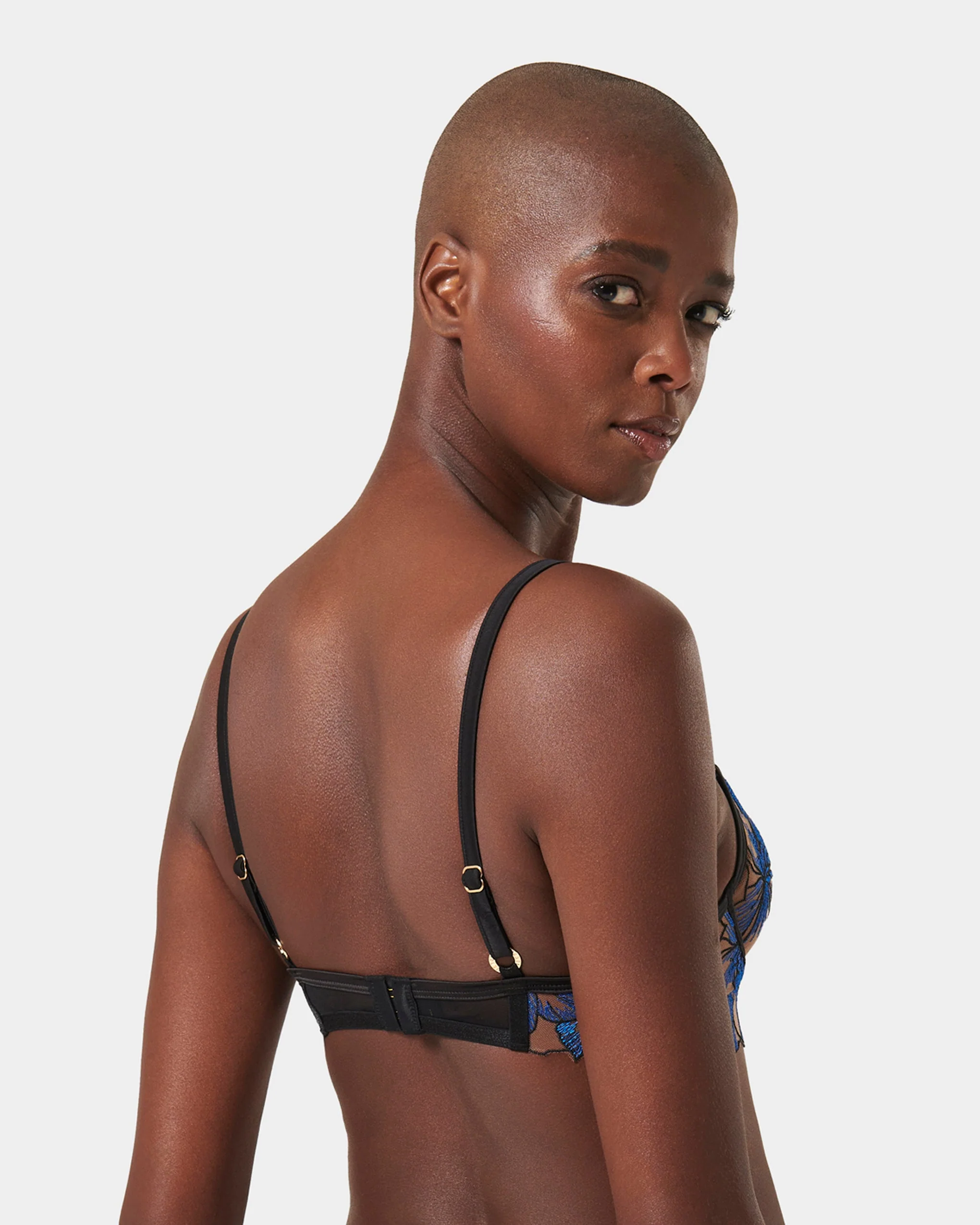 Lyandra Floral Embroidered Bra Blue - Image 3