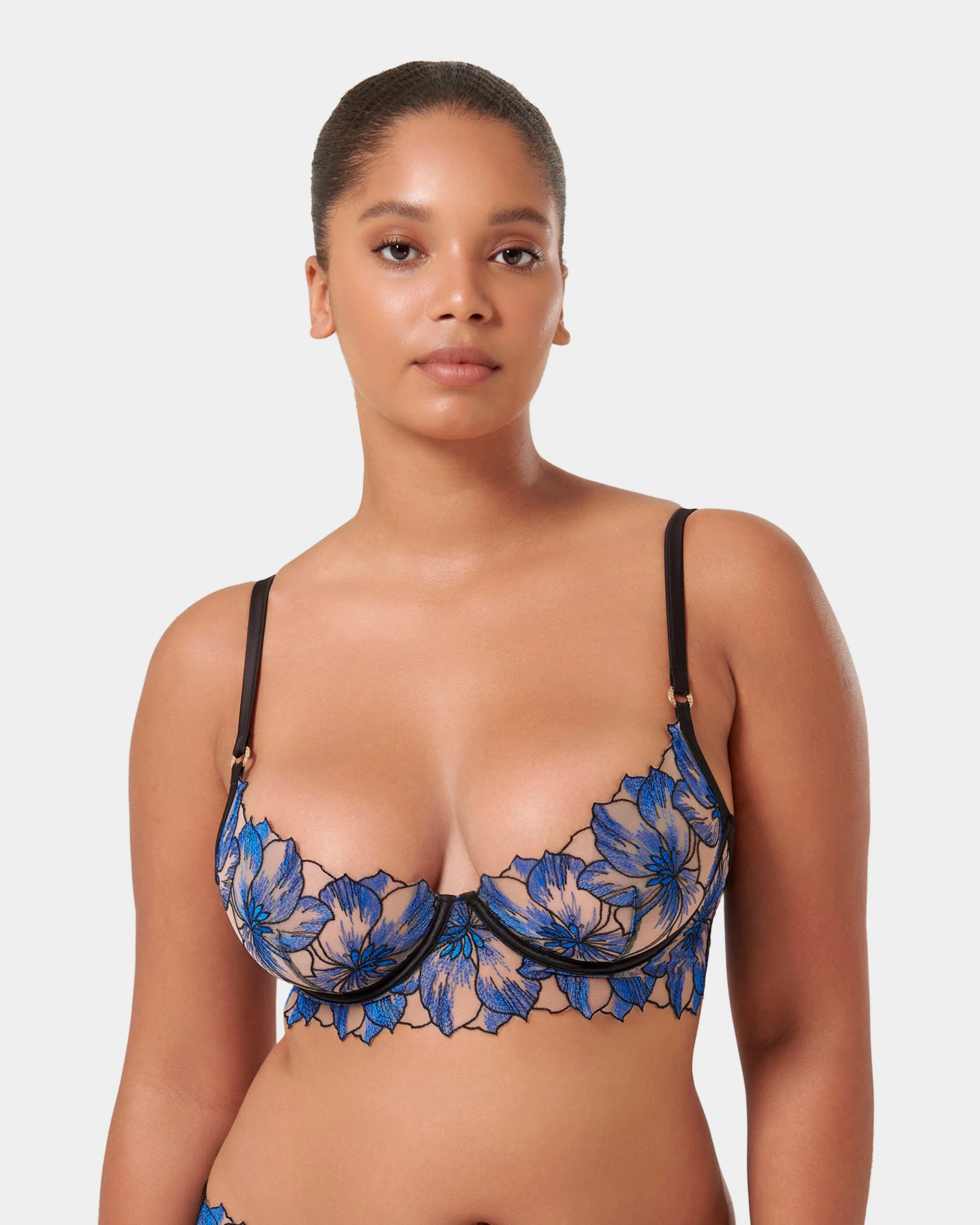 Lyandra Floral Embroidered Bra Blue - Image 8