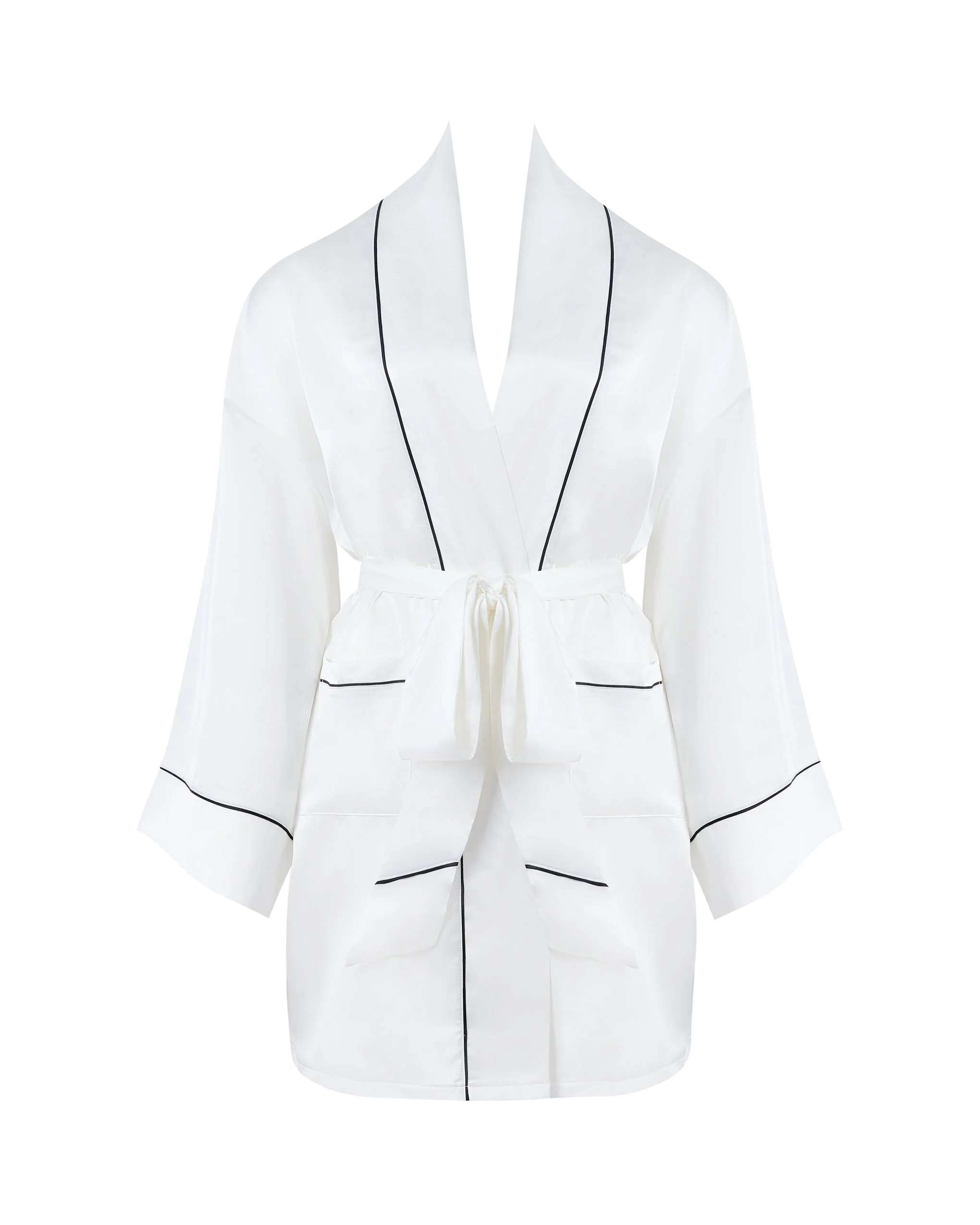 Lydia Satin Kimono Cream/Black - Image 5