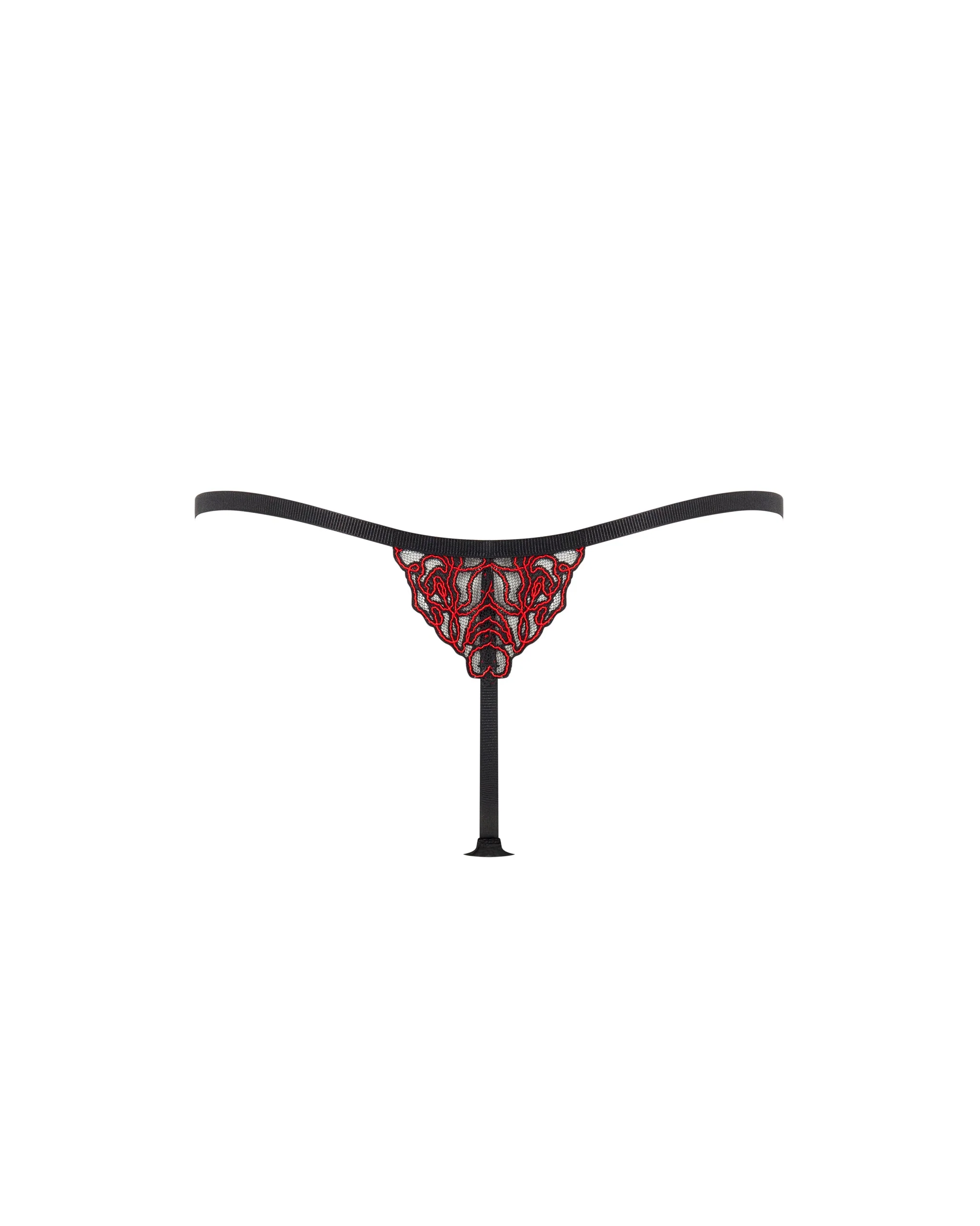 Malina Sheer Floral Thong Black/Red - Image 6