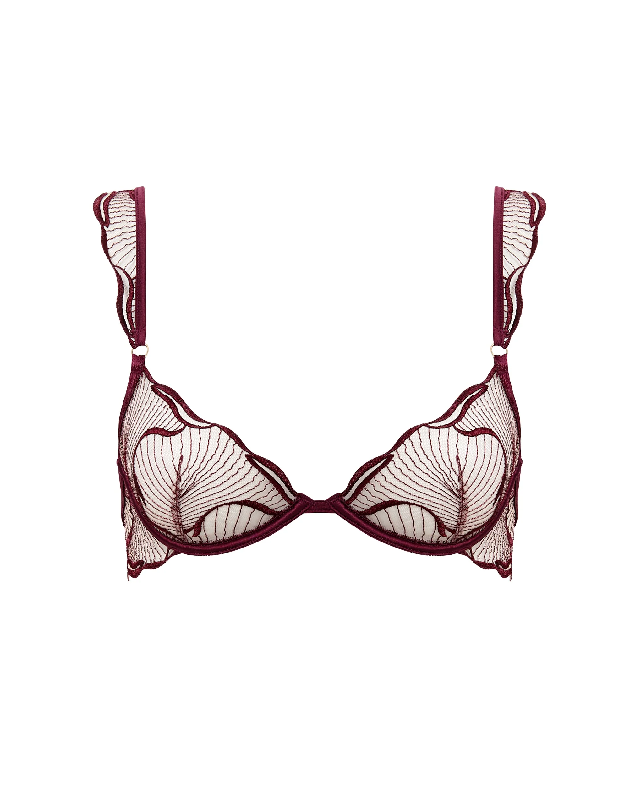 Marabel Embroidered Sheer Bra Cherry - Image 5