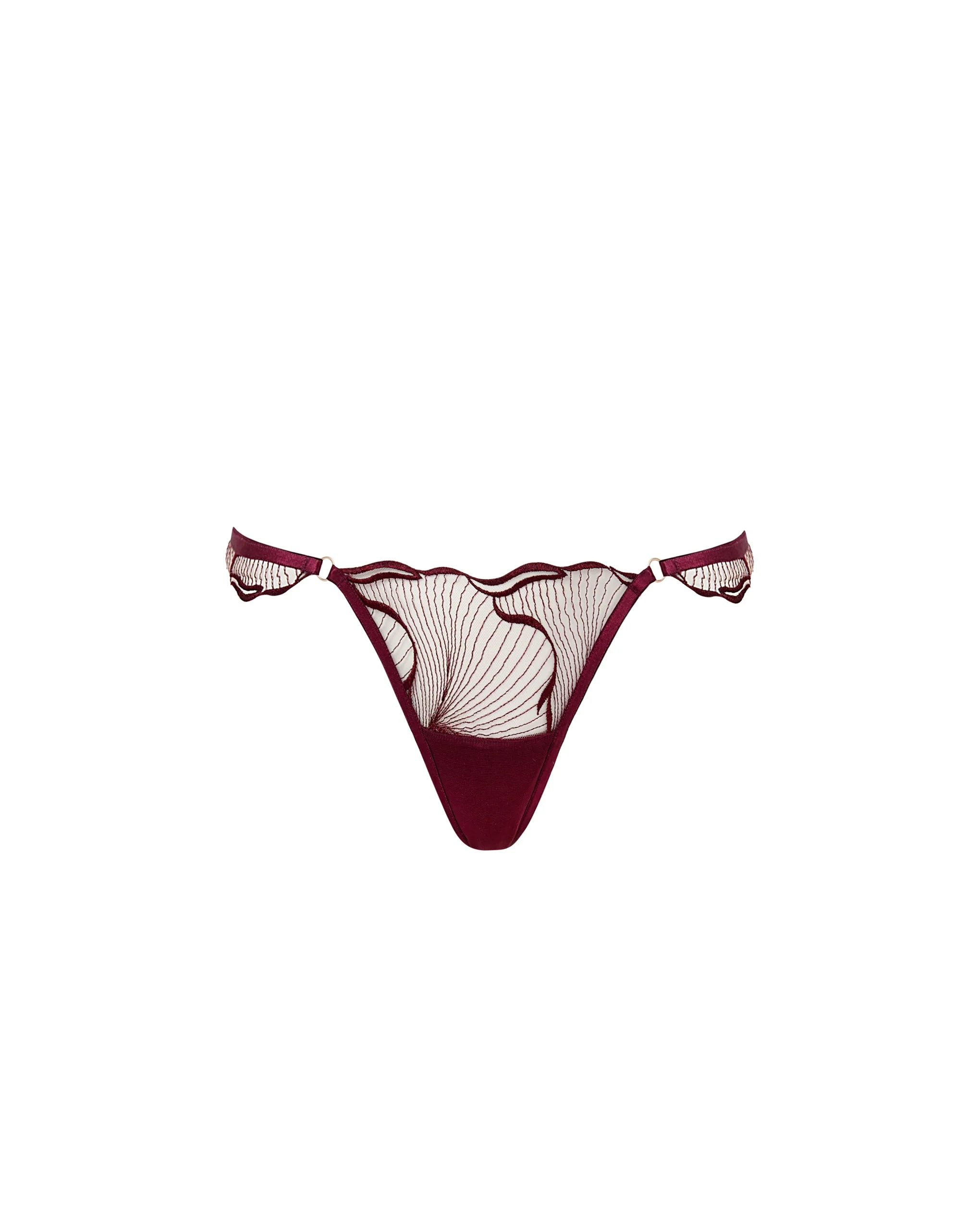 Marabel Embroidered Sheer Thong Cherry - Image 5