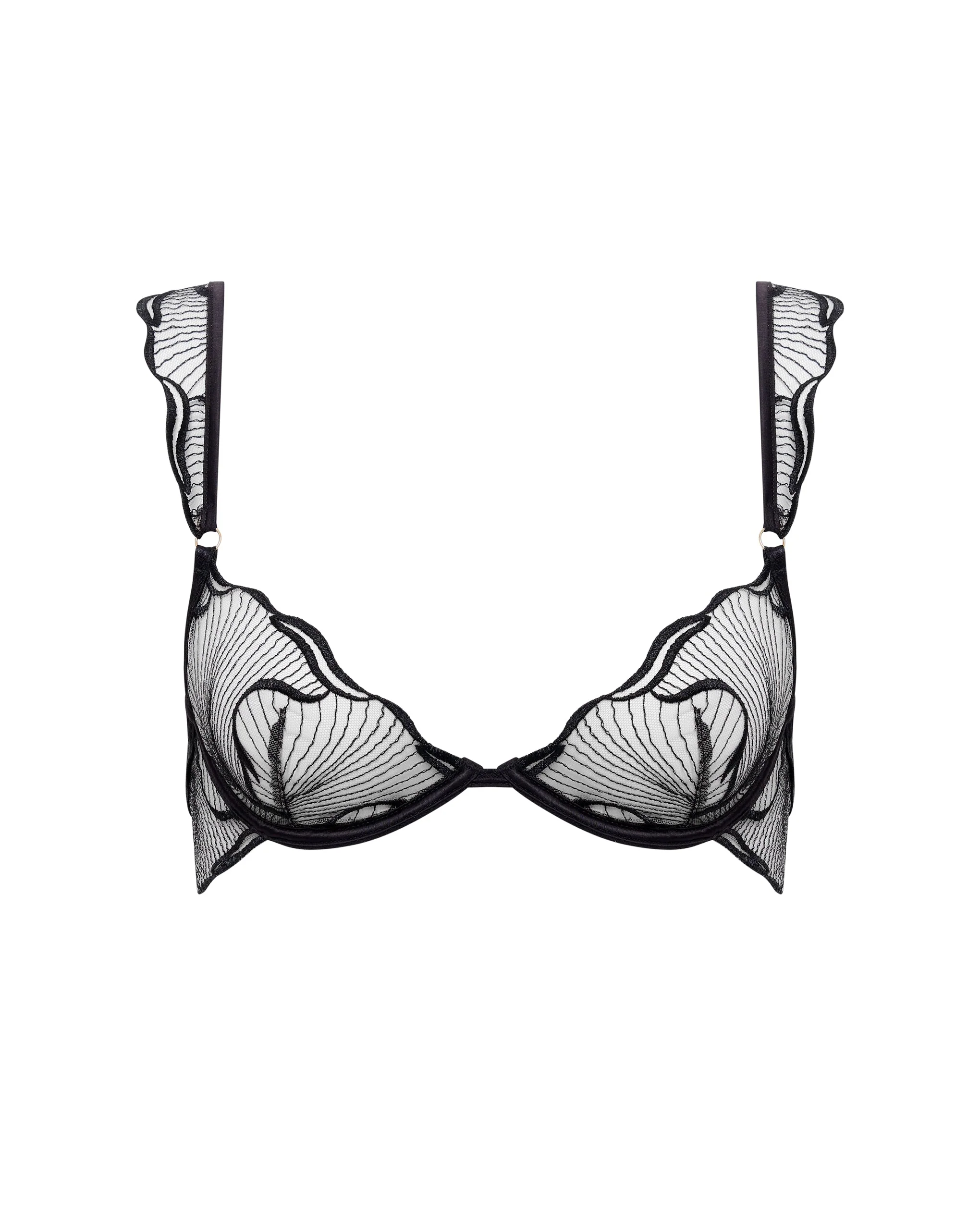 Marabel Embroidered Sheer Bra Black - Image 5