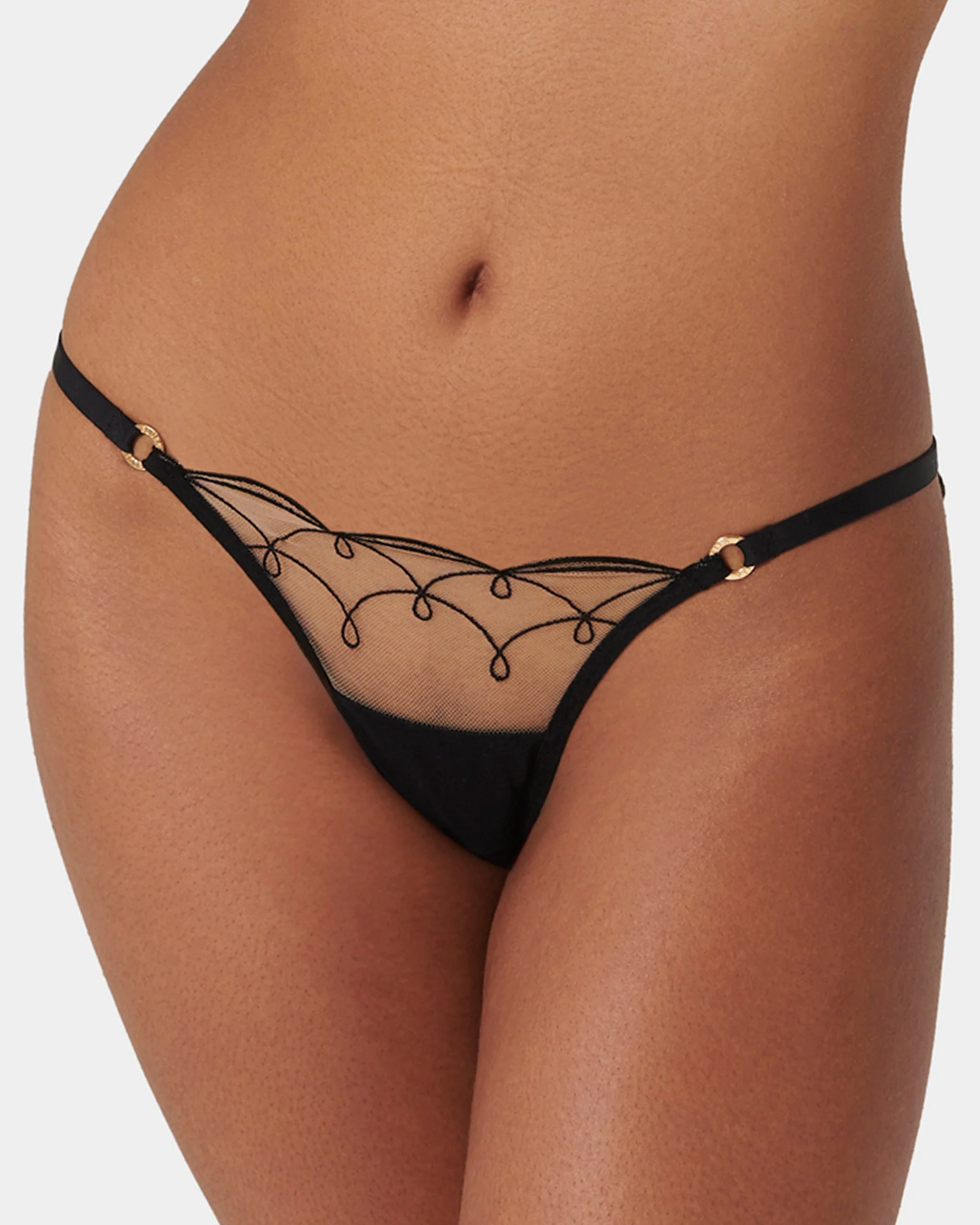 Marceline Embroidered Sheer Brief Black - Image 8