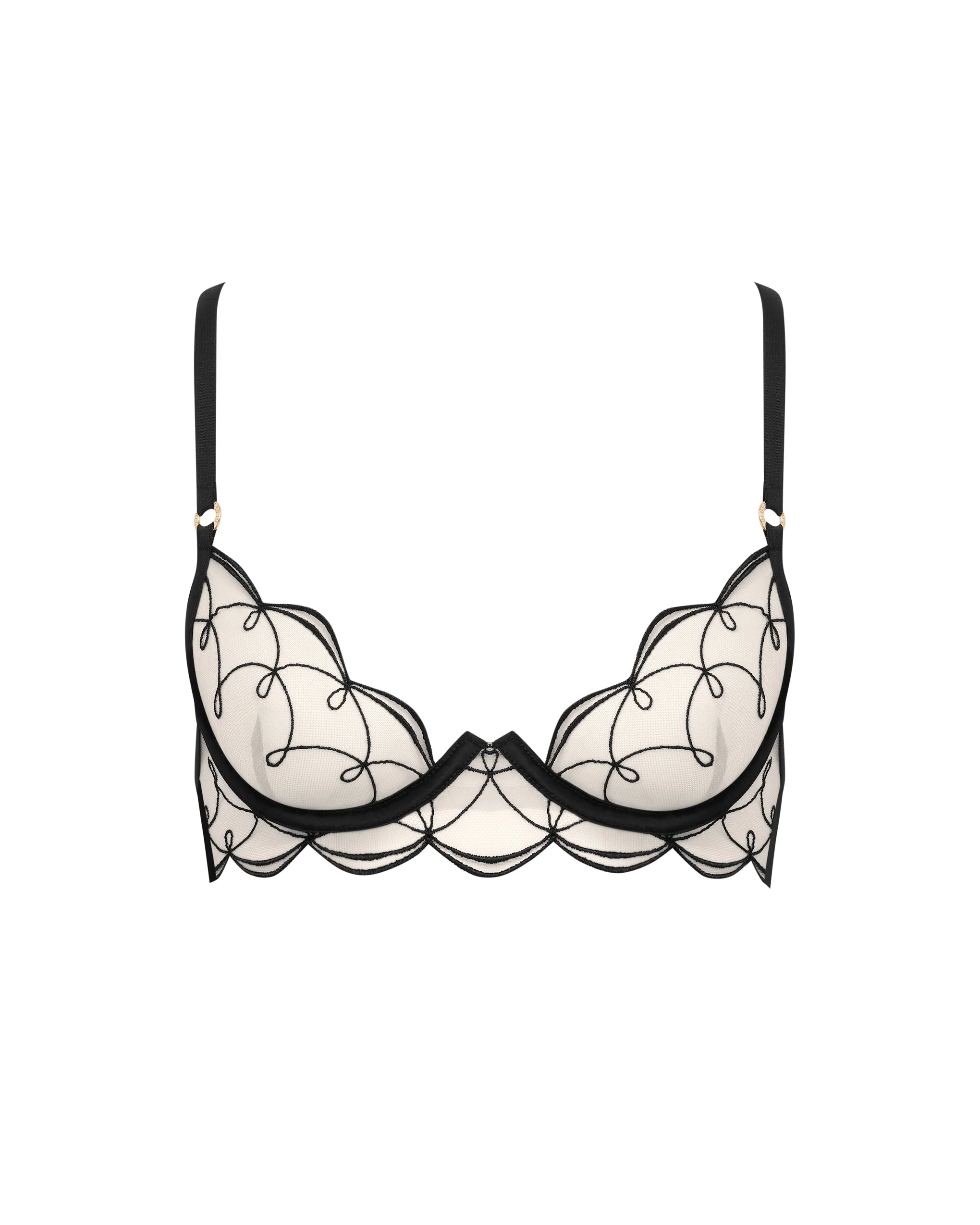Marceline Embroidered Sheer Bra Black - Image 5