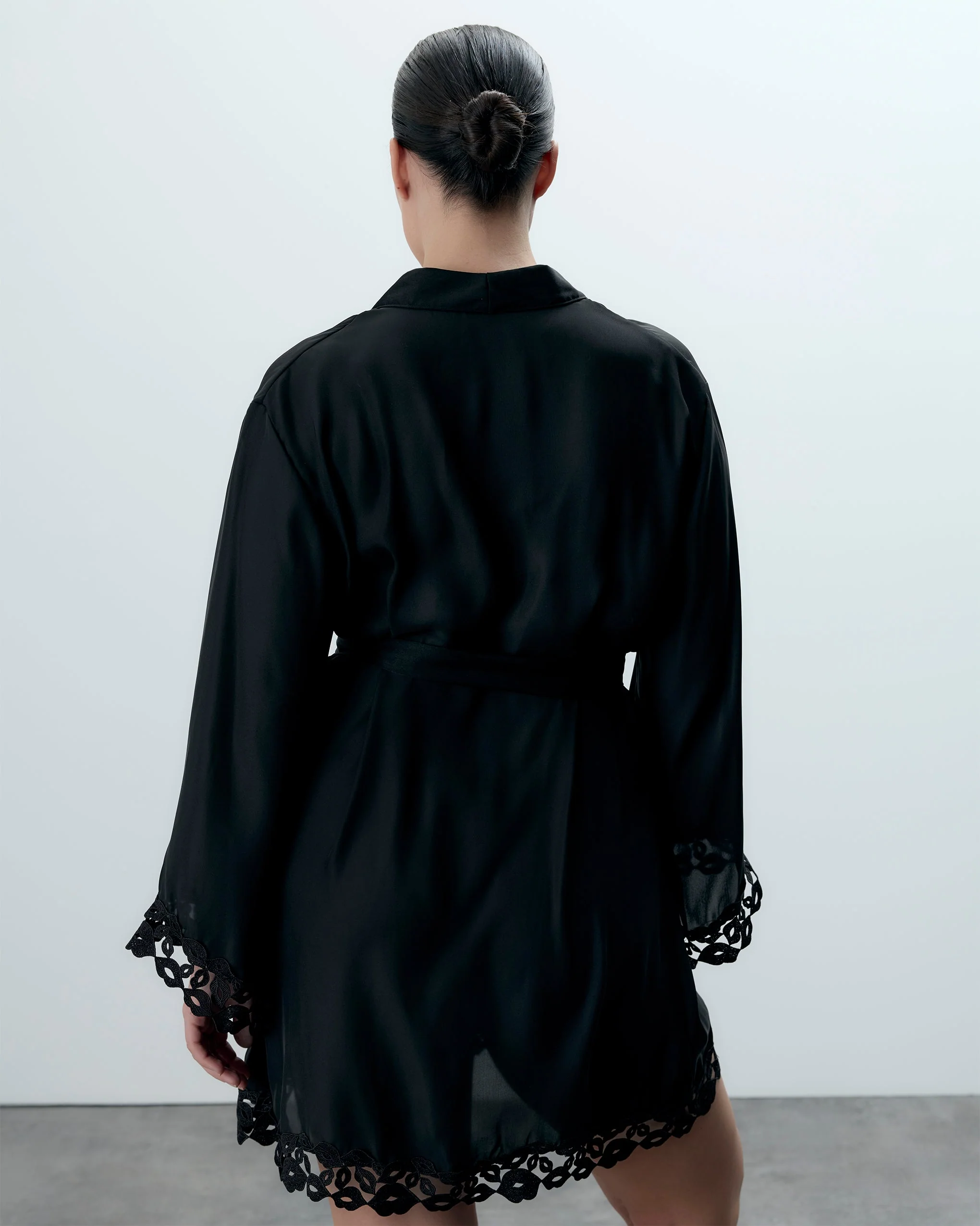 Marian Chiffon Embroidered Kimono Black - Image 3