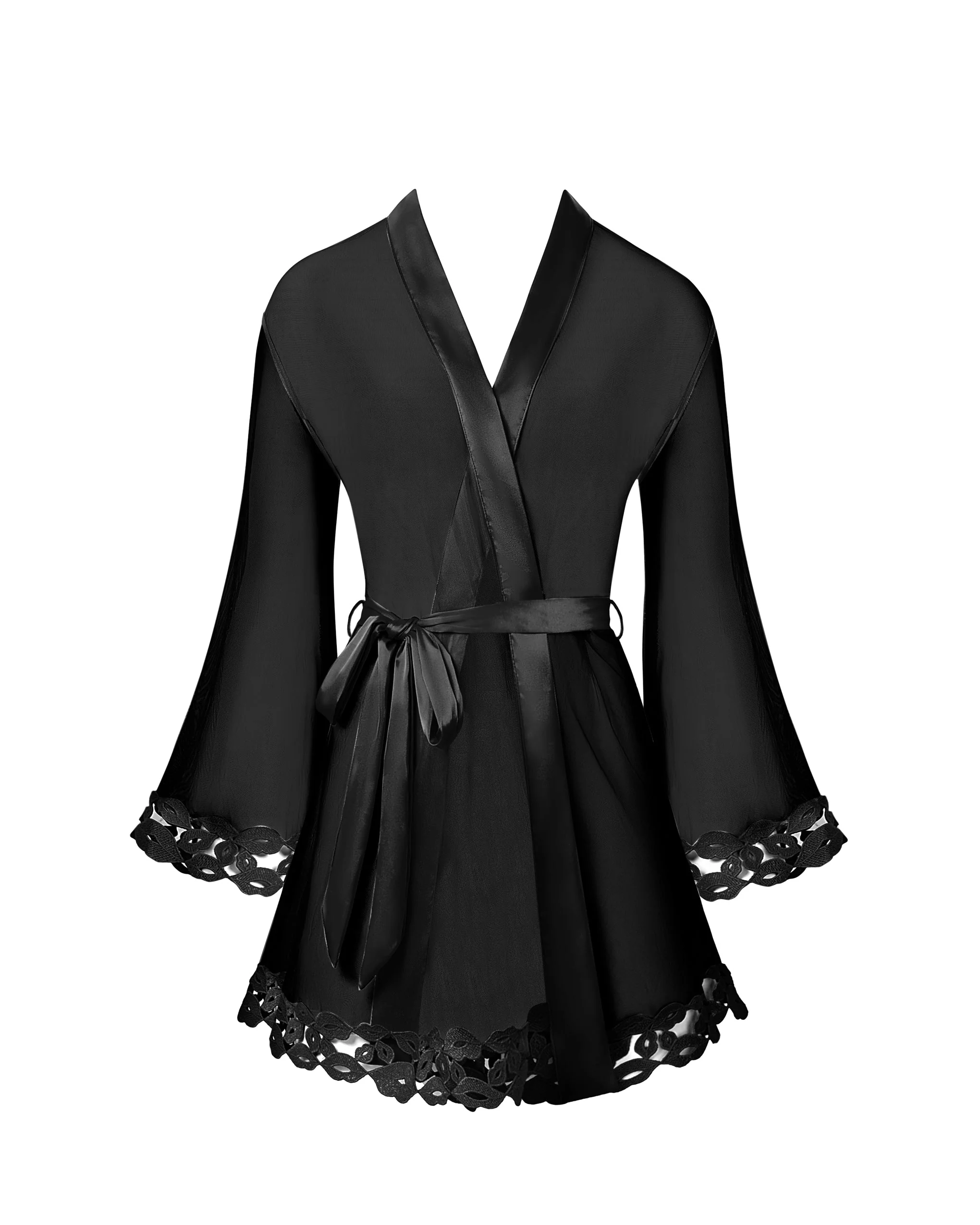 Marian Chiffon Embroidered Kimono Black - Image 5