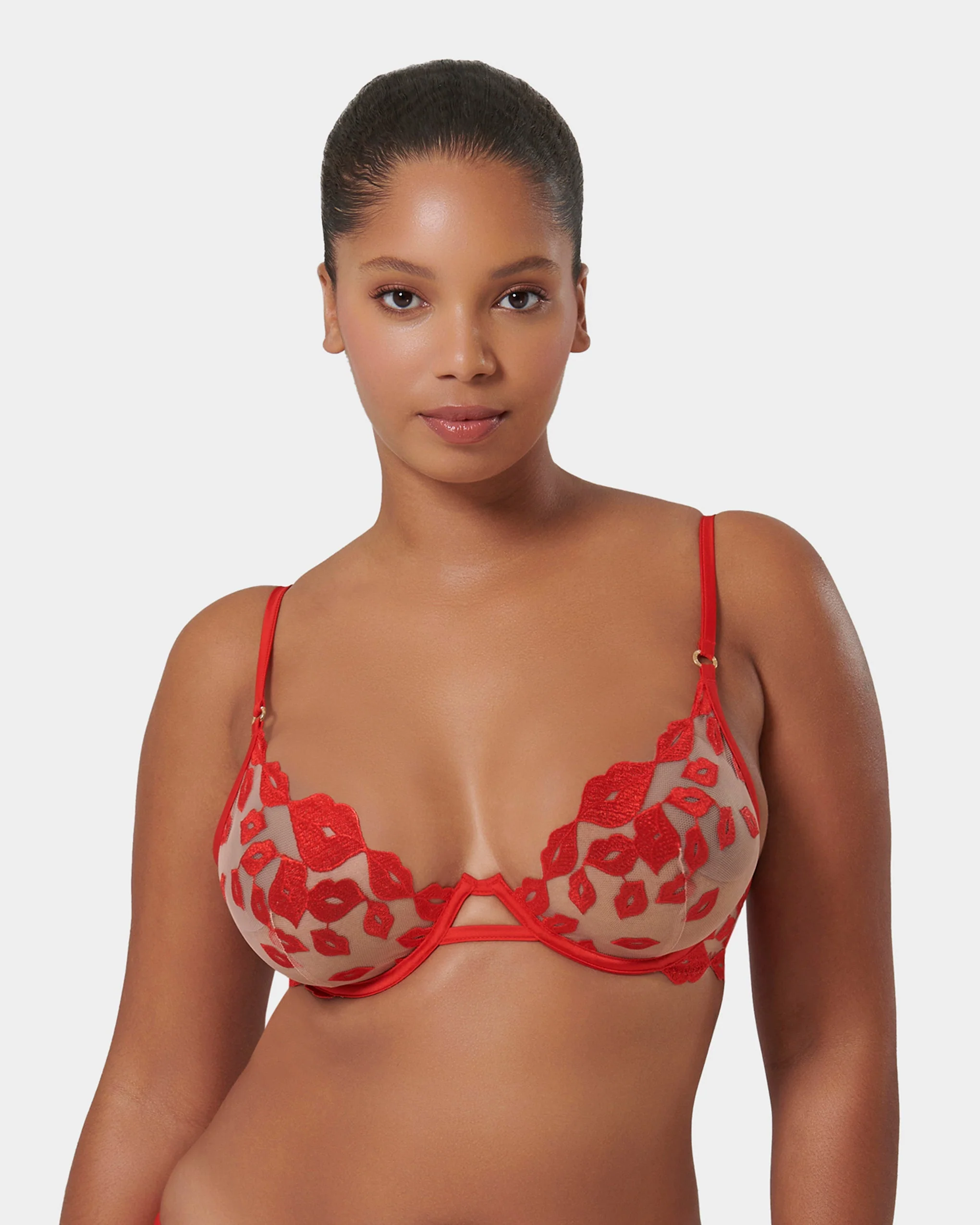Marian Embroidered Balcony Bra Red - Image 10