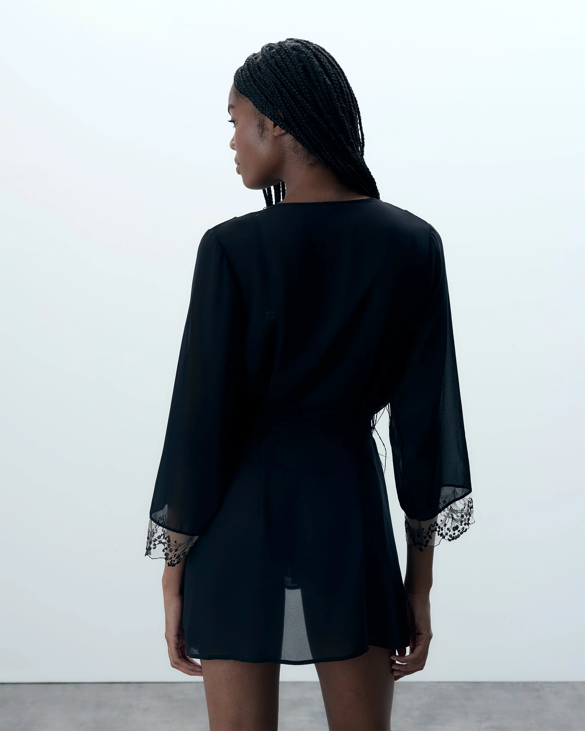 Marisa Chiffon Sheer Kimono Black - Image 3